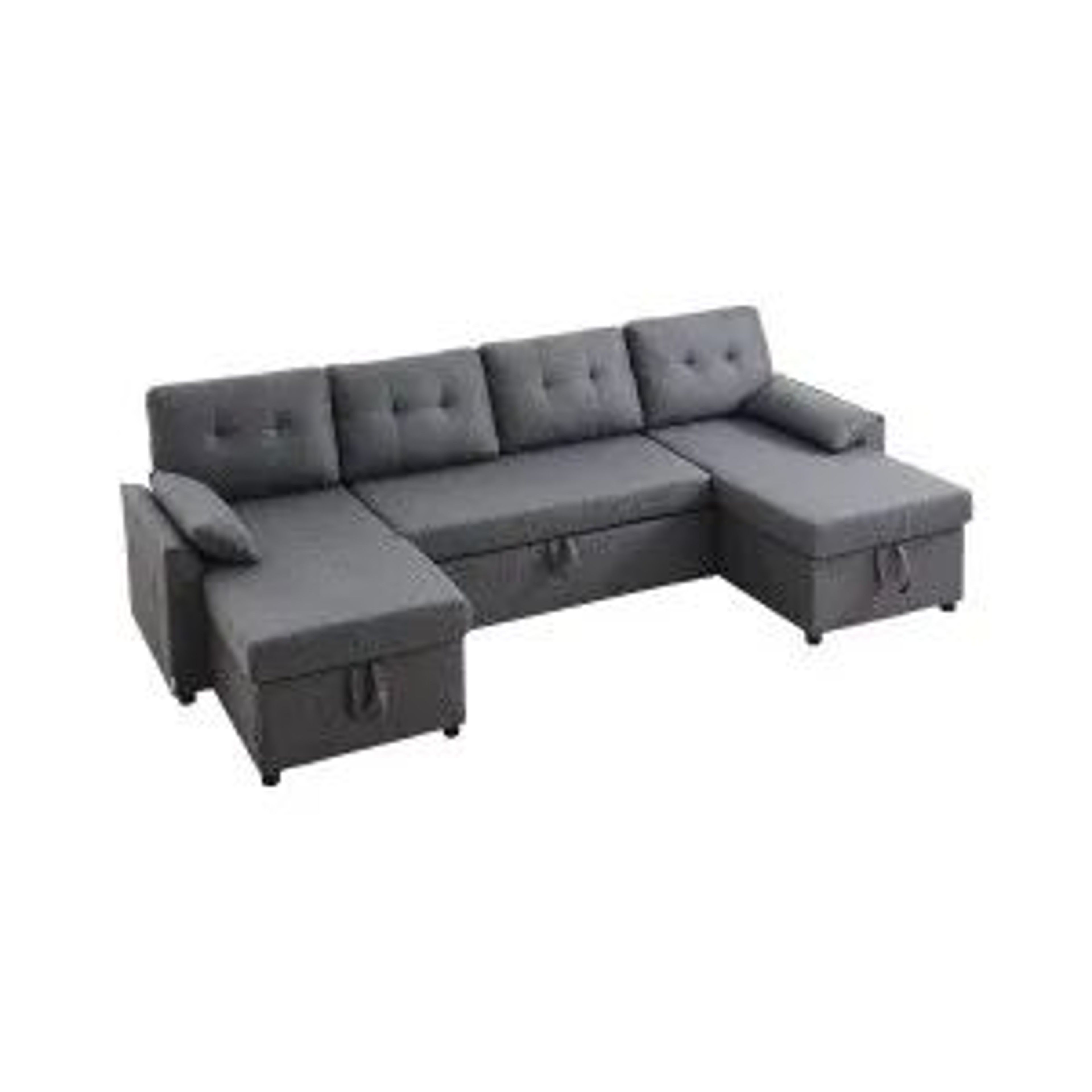 UShaped Convertible Sofa Bed With Double Chaise Storage And 6 Seats 0