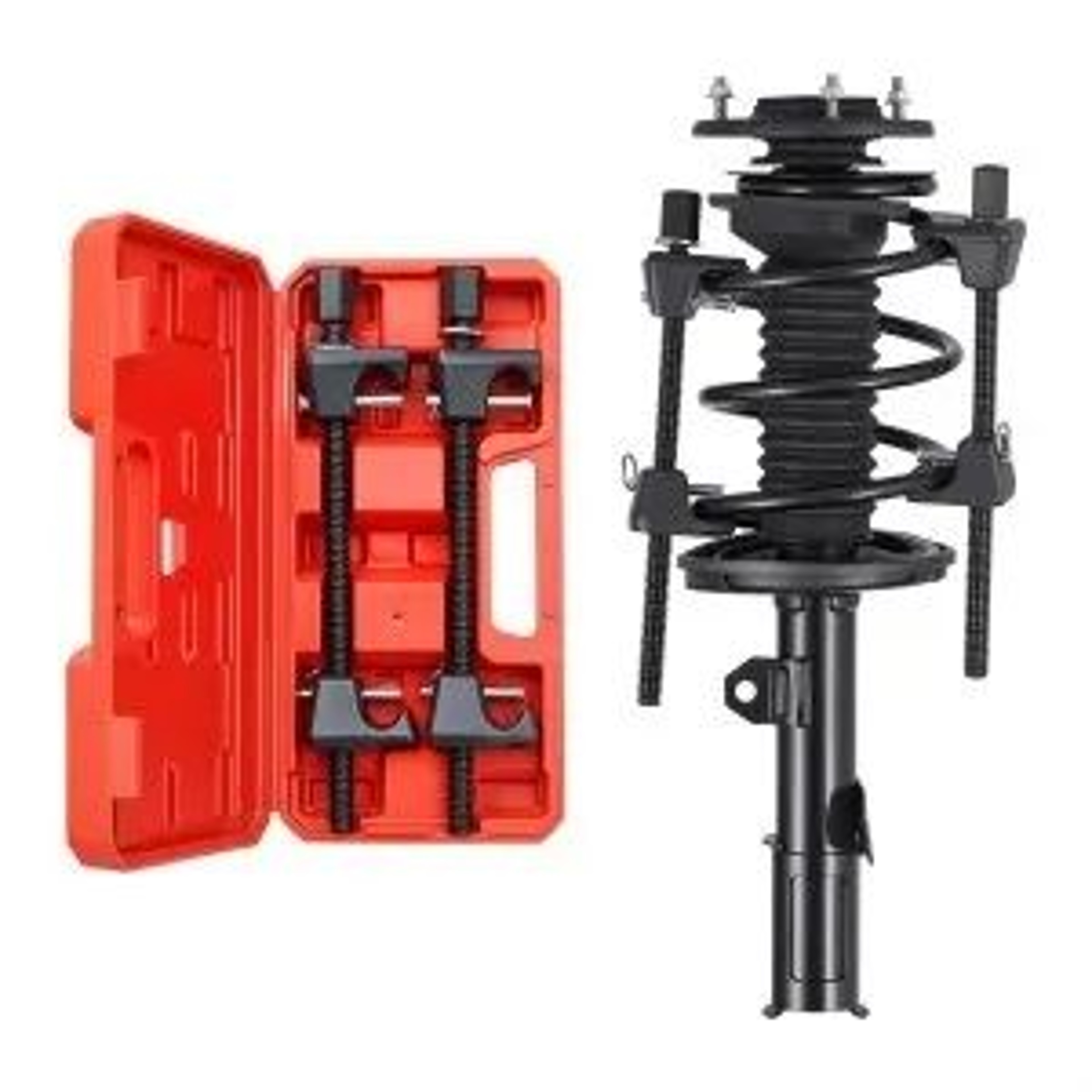 Heavy Duty Strut Spring Compressor Tool Set With 4 Safety Pins And Storage Case 0