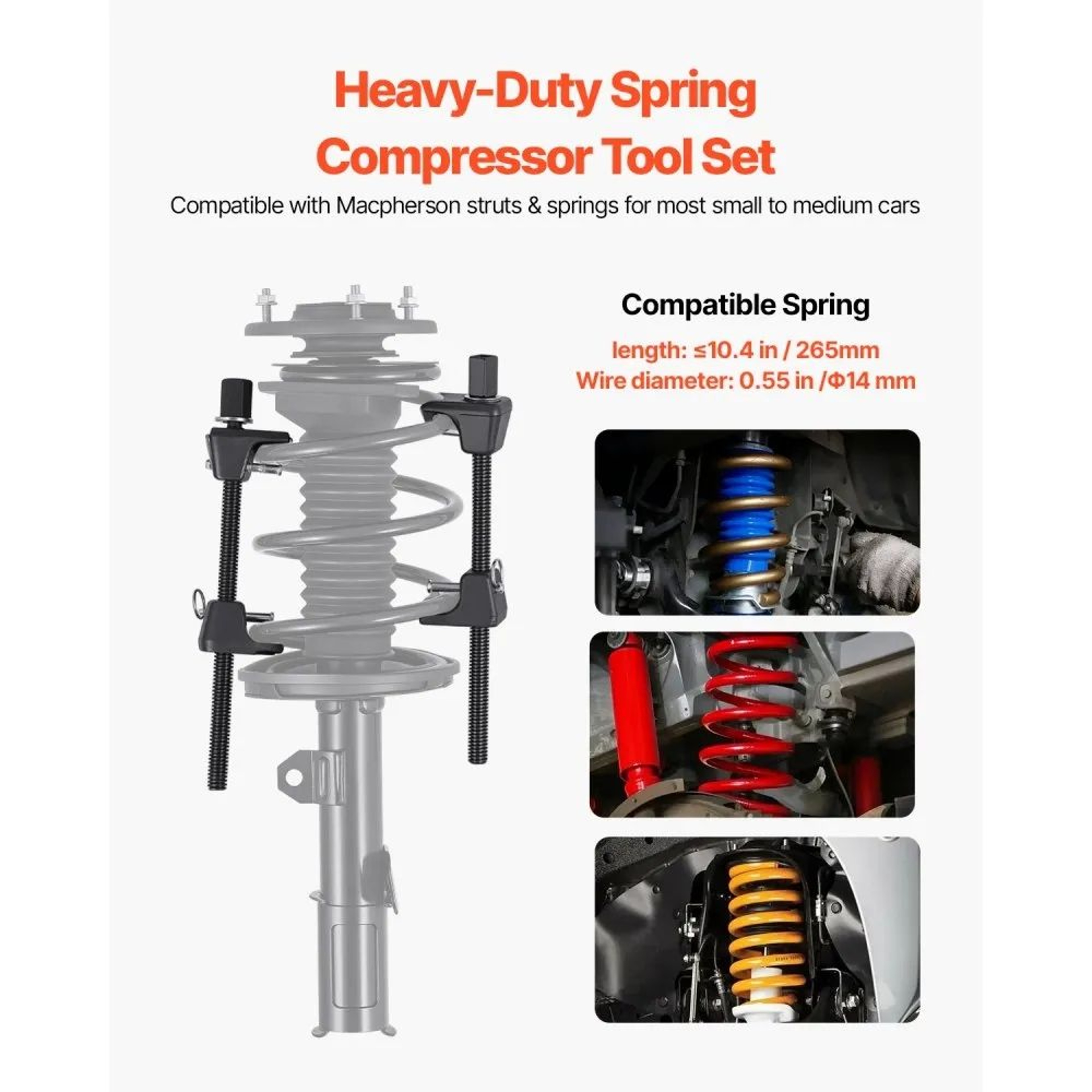 Heavy Duty Strut Spring Compressor Tool Set With 4 Safety Pins And Storage Case 3