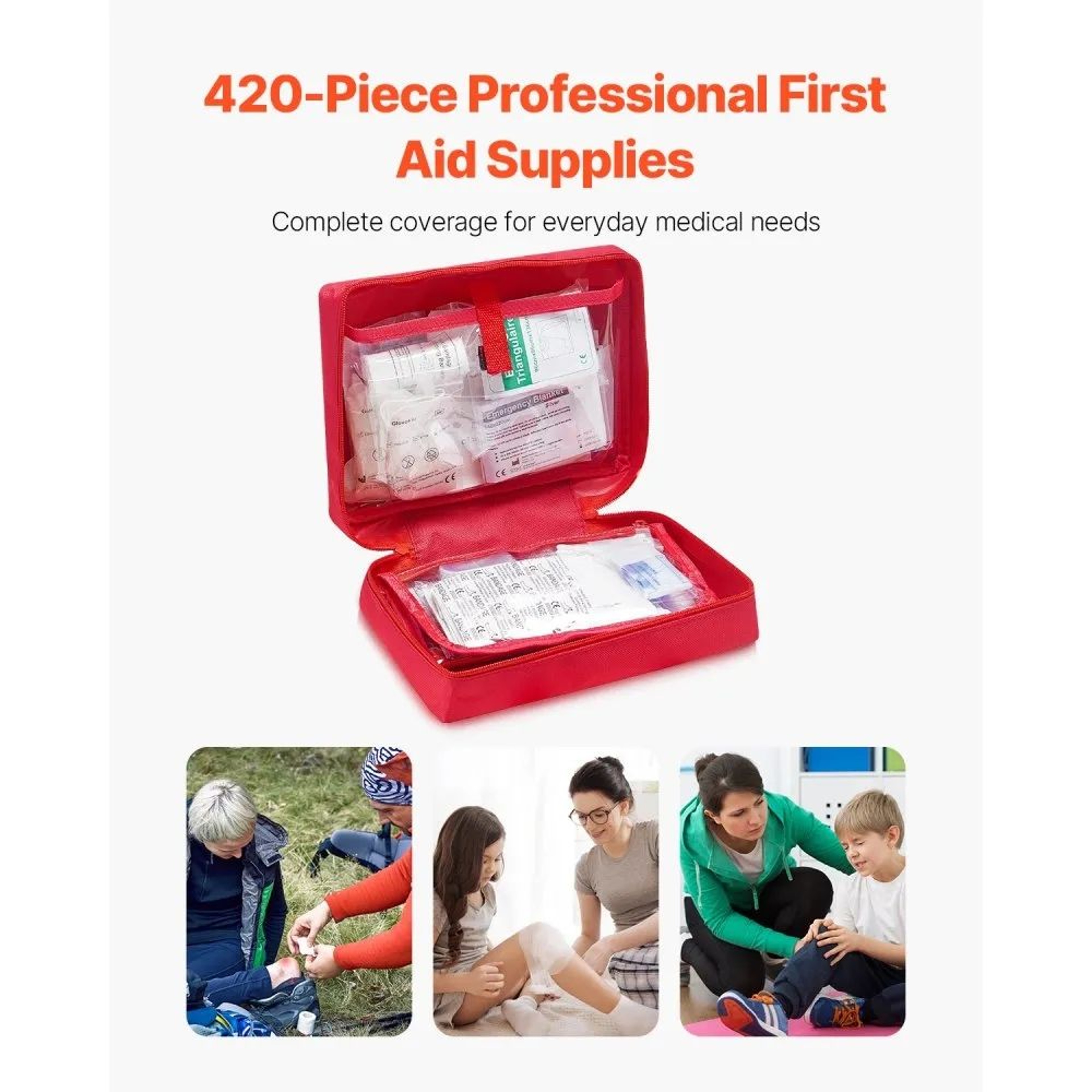 420Piece First Aid Kit With Durable 600D Nylon Emergency Medical Supply Bag 2