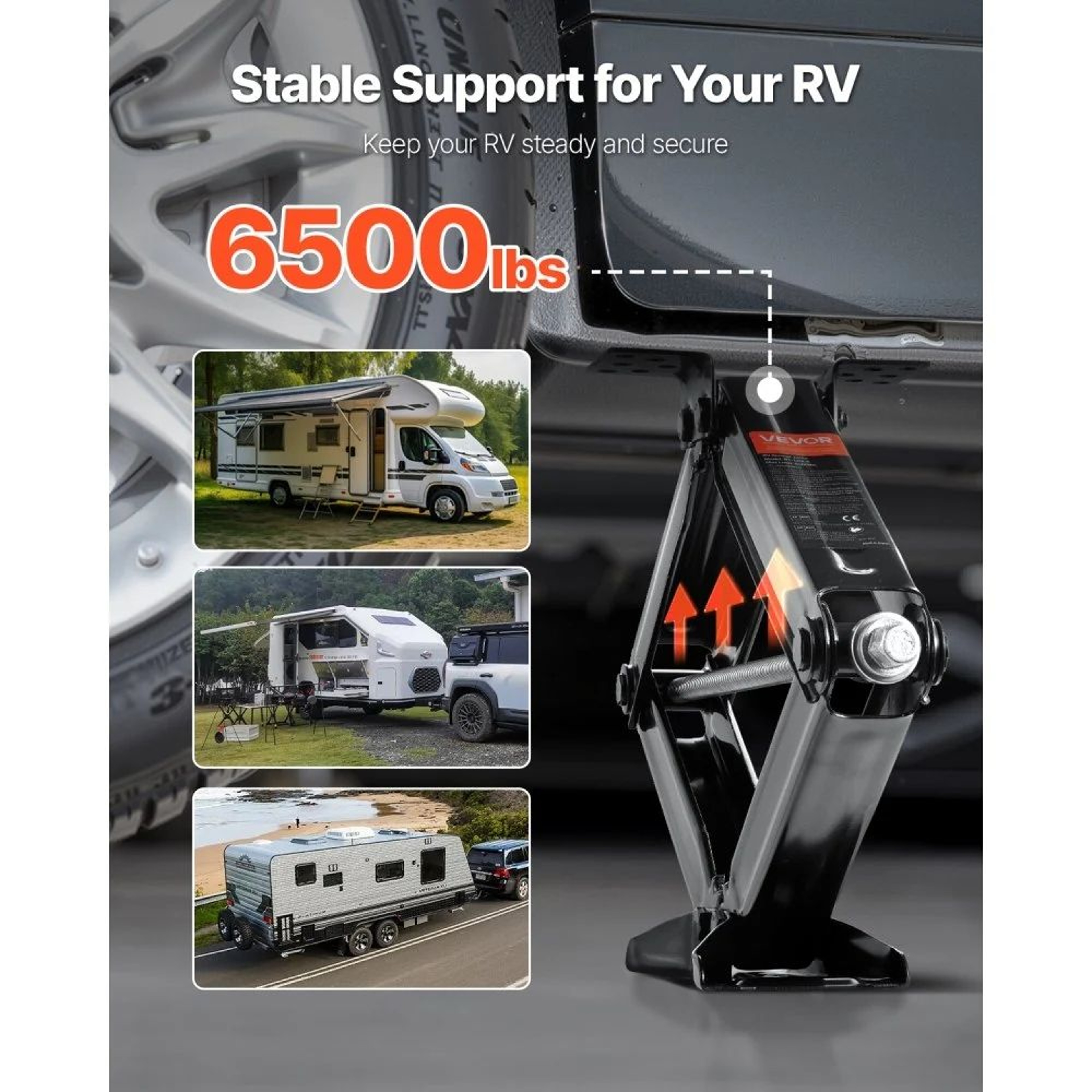 6500 Lb RV Scissor Stabilizer Jacks With Adjustable Height And Crank Handle Set Of 2 1