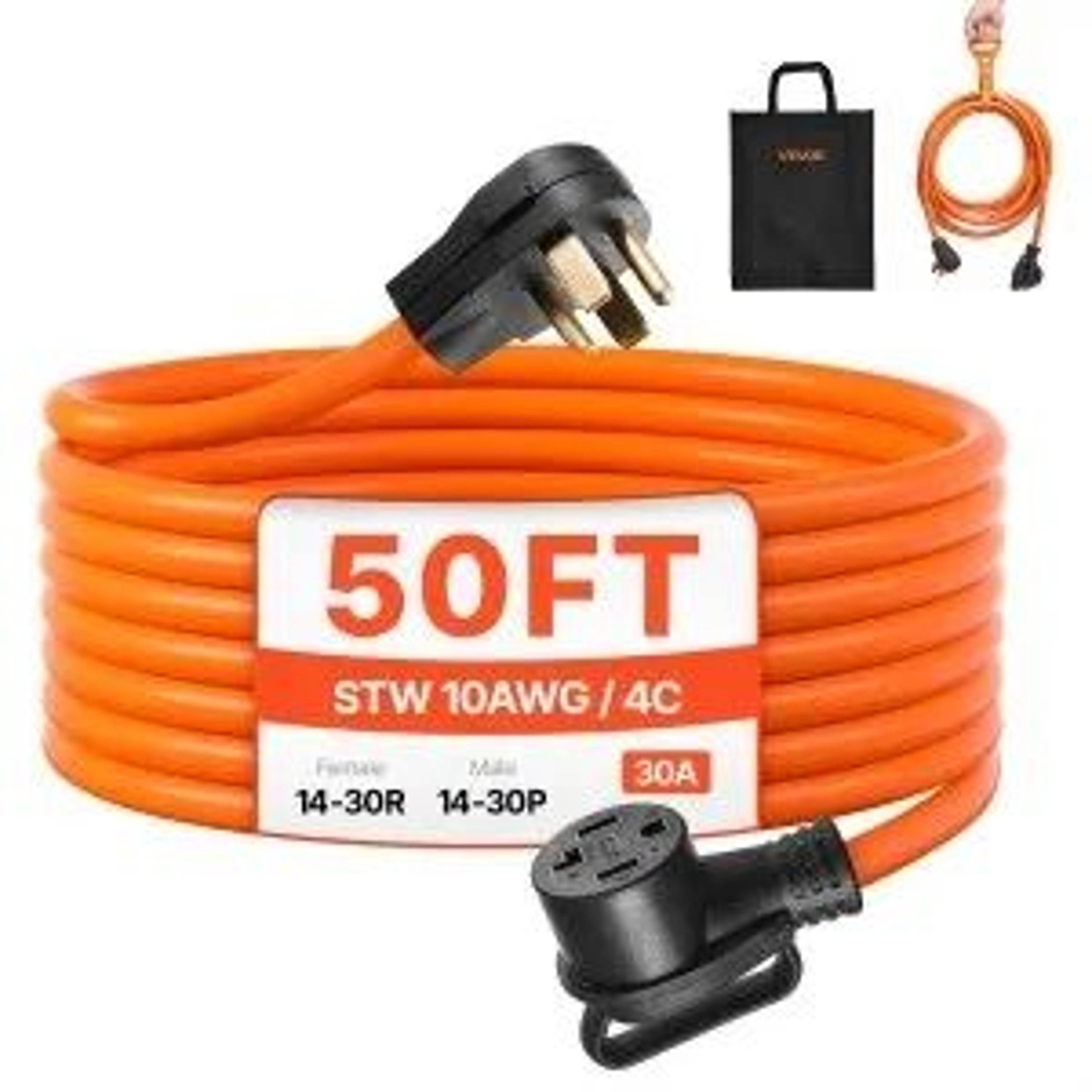 50 Ft HeavyDuty Dryer Extension Cord 4Prong NEMA 1430 30A 125250V 0