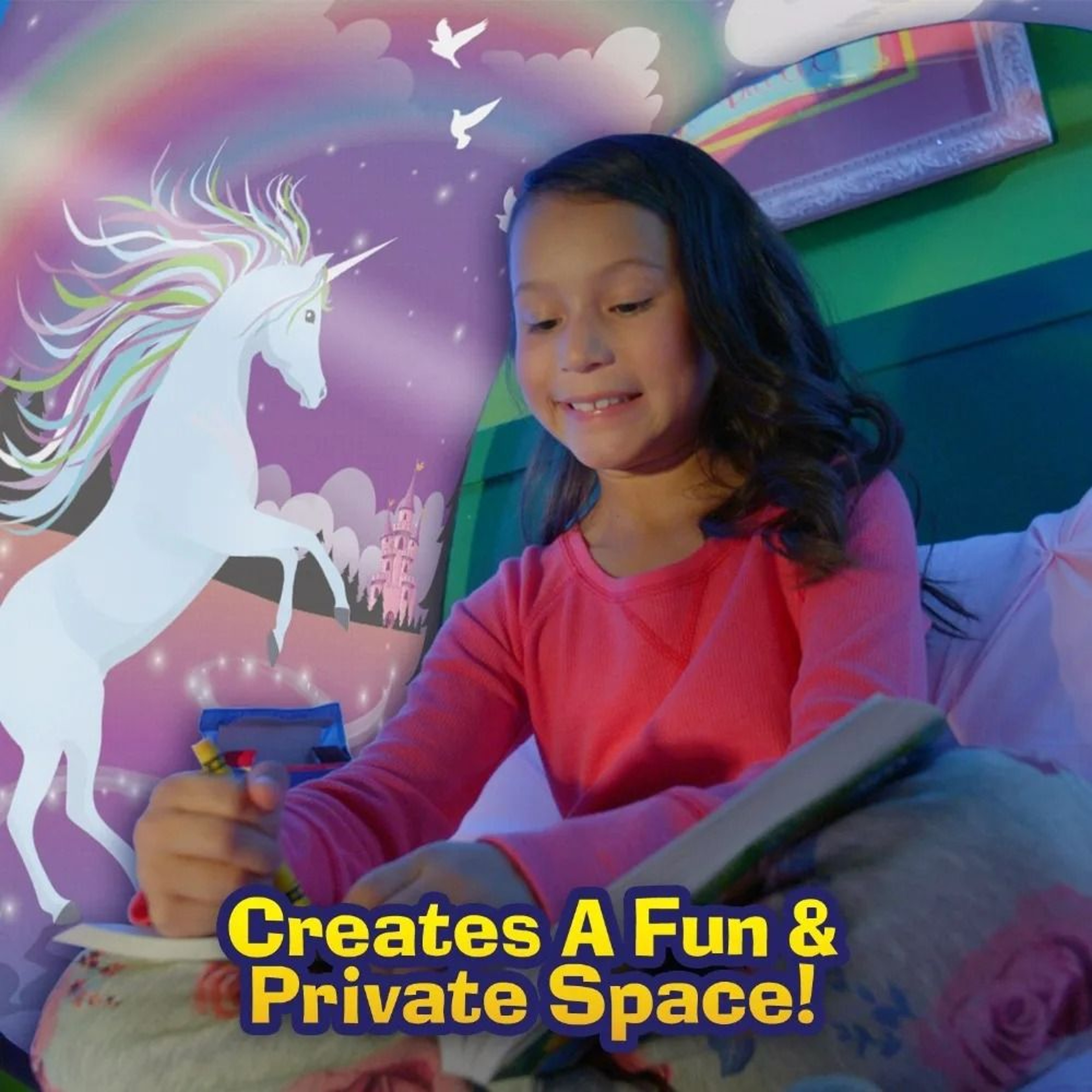 Dream Tent With Light Show And Storage Pocket For Kids Bed 5