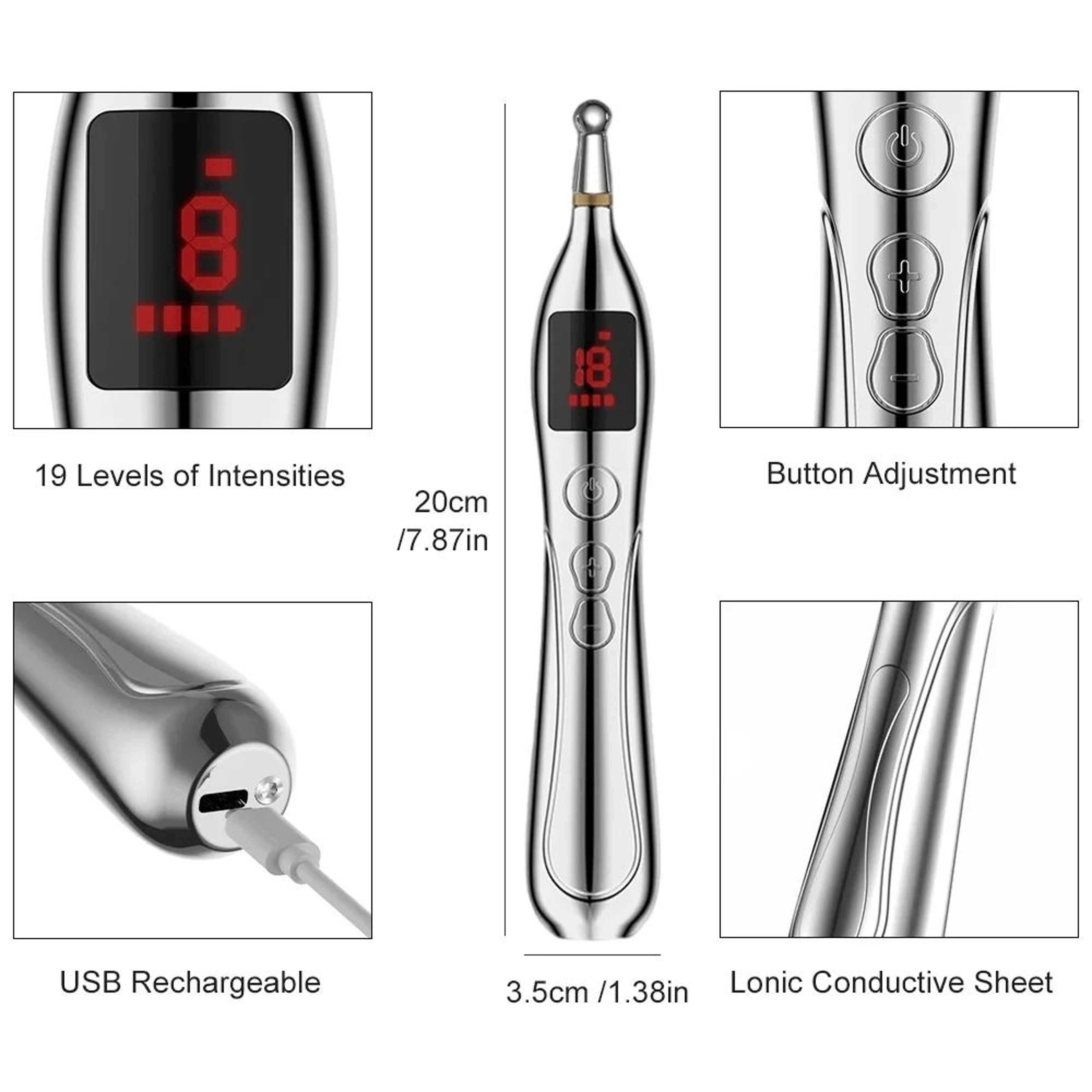 Rechargeable Acupuncture Pen Massager With TENS Therapy For Pain Relief And Muscle Stimulation 4