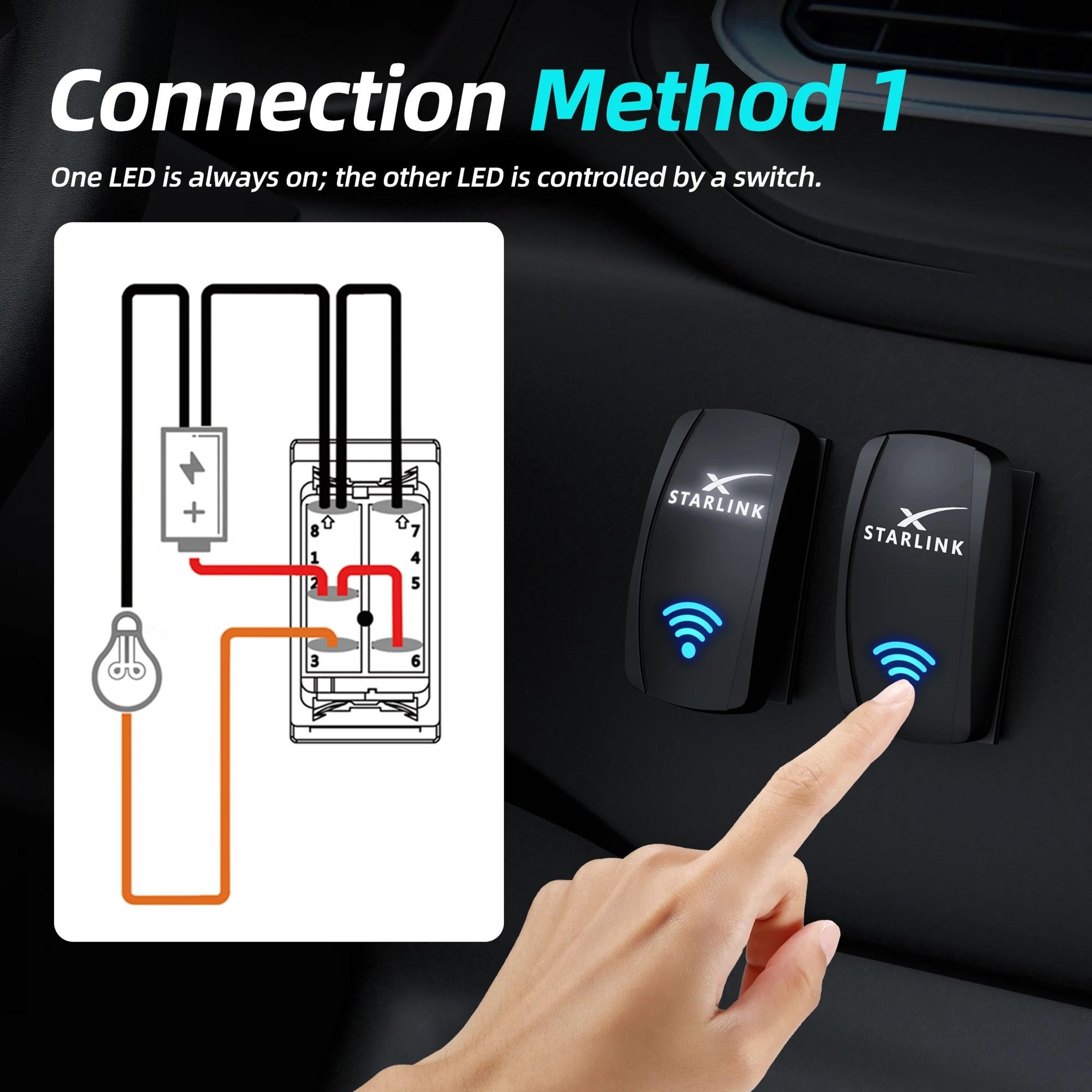 Waterproof Starlink Rocker Switch With Wiring Kit For 12V 24V Systems 3