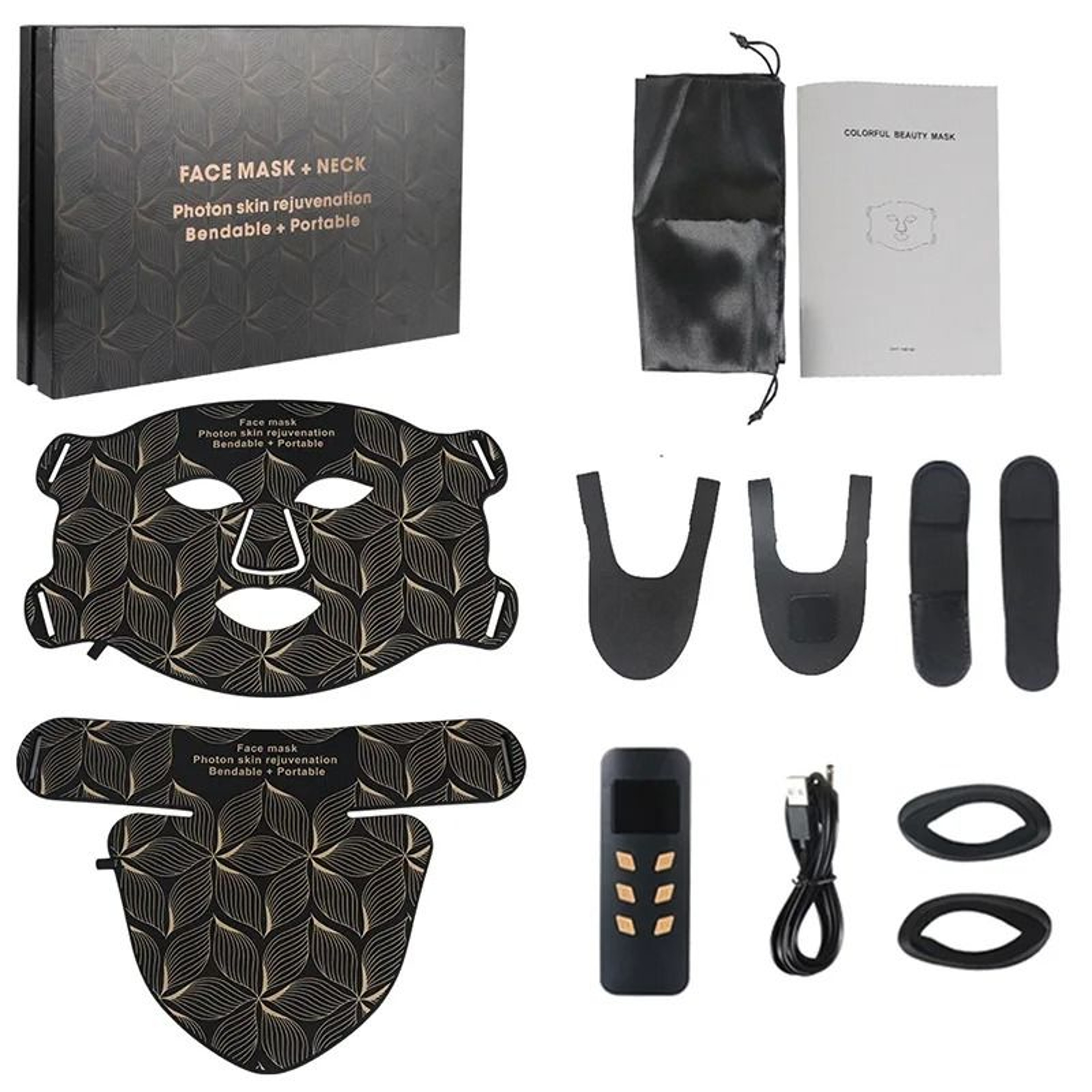 Eight Color LED Facial And Neck Mask With Light Therapy For Skin Firming Whitening And Oil Control 9