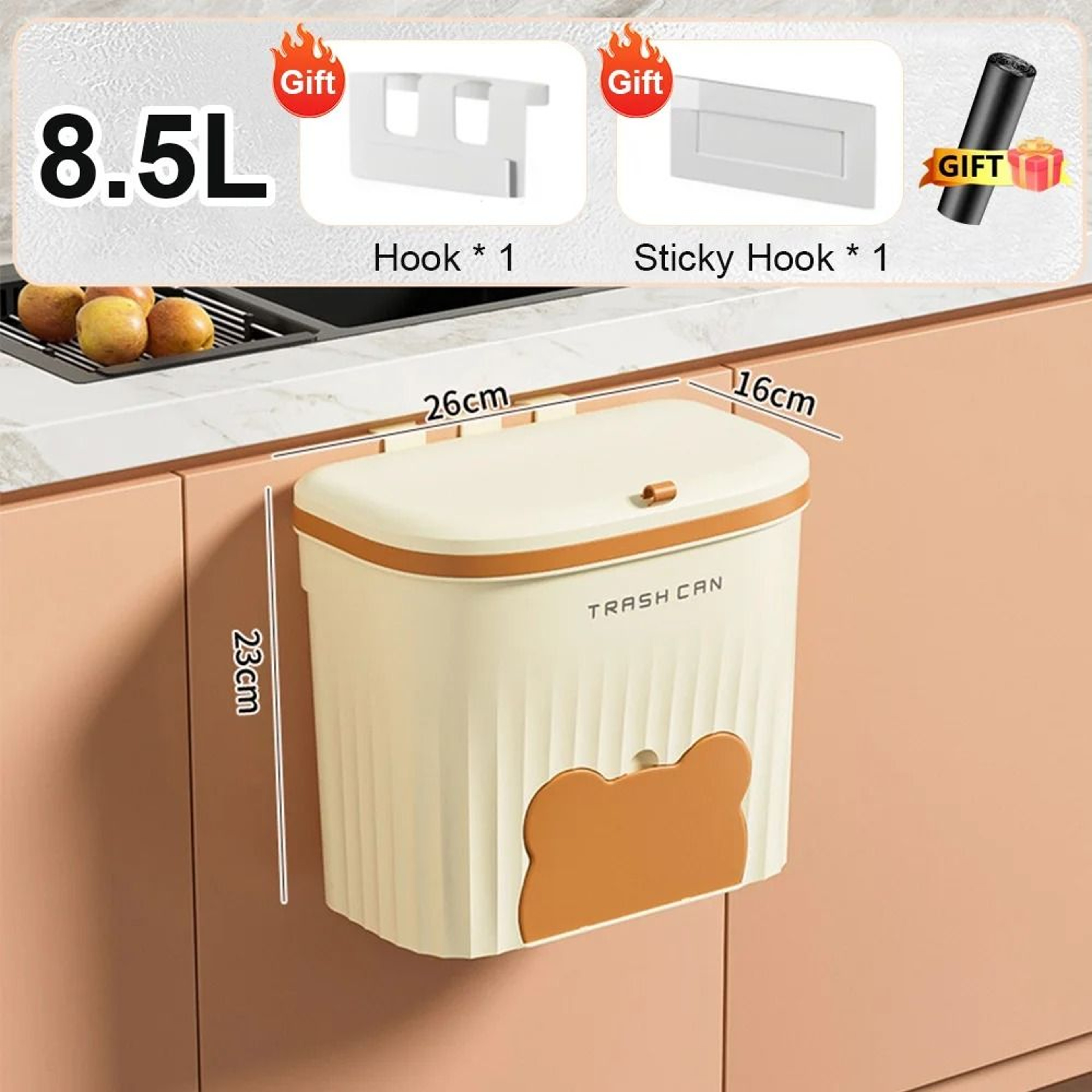 Wall Mounted Kitchen Trash Can With Lid 5