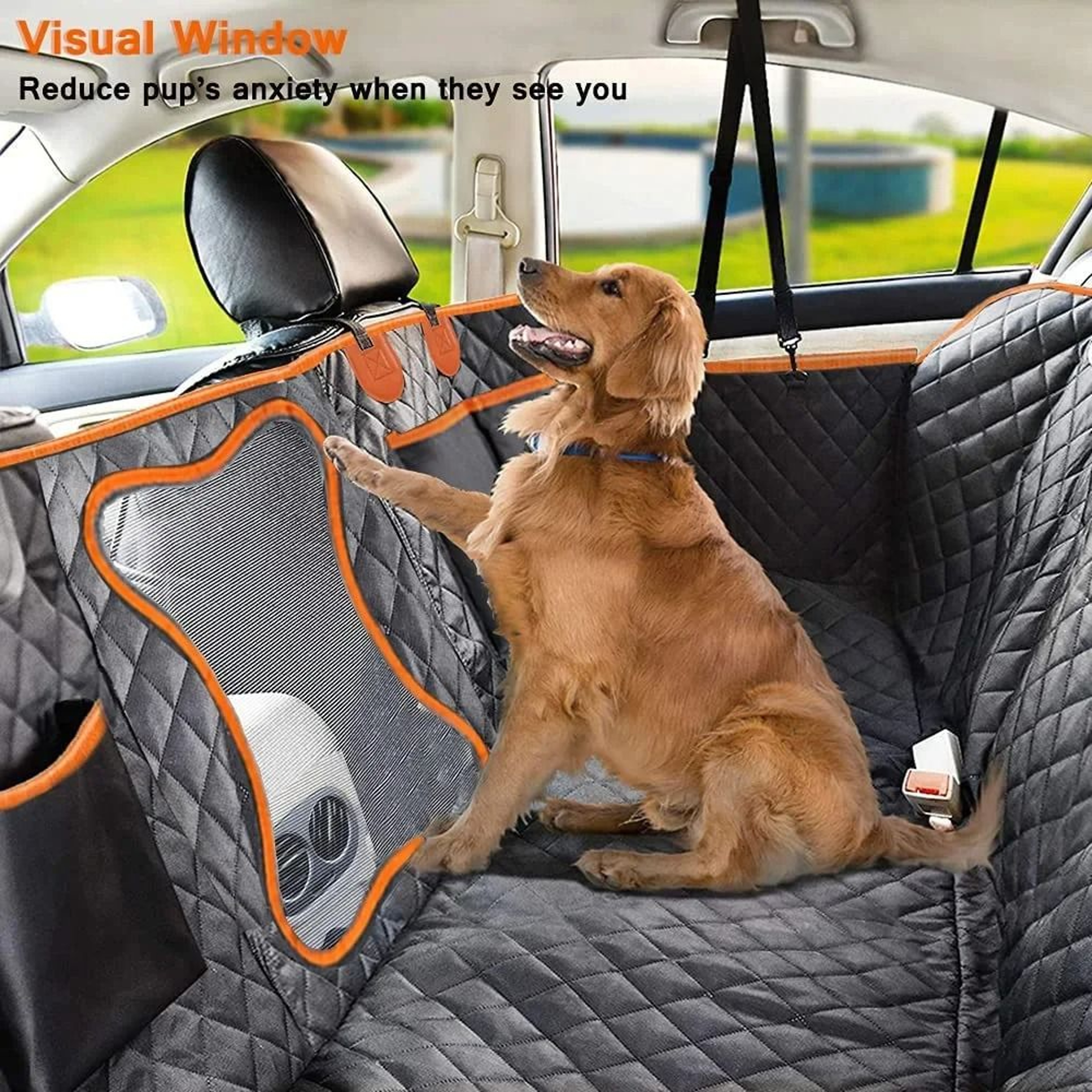 Waterproof Hammock Dog Car Seat Cover With Rear Protection 3