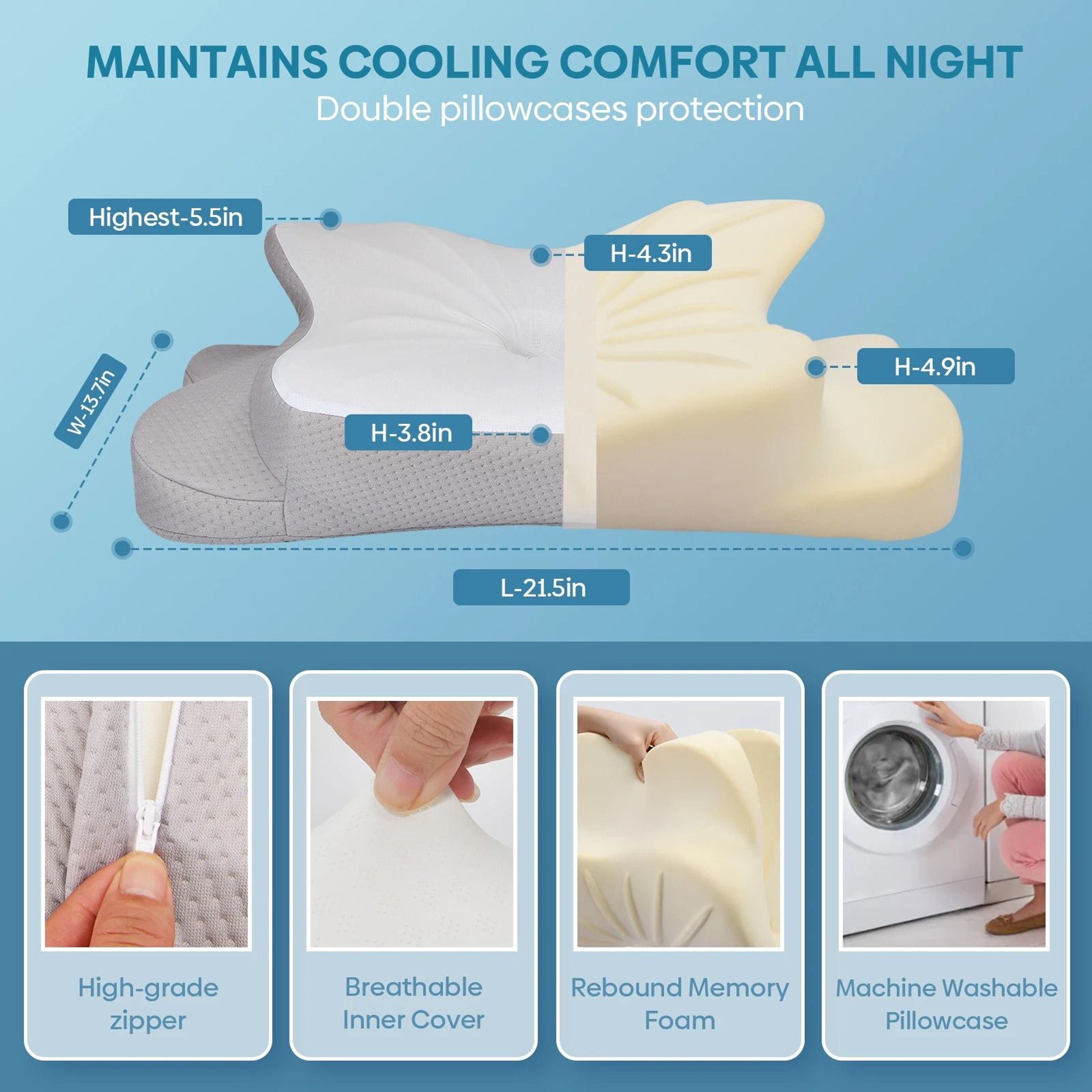 Orthopedic Ergonomic Pillow With Breathable Memory Foam 3