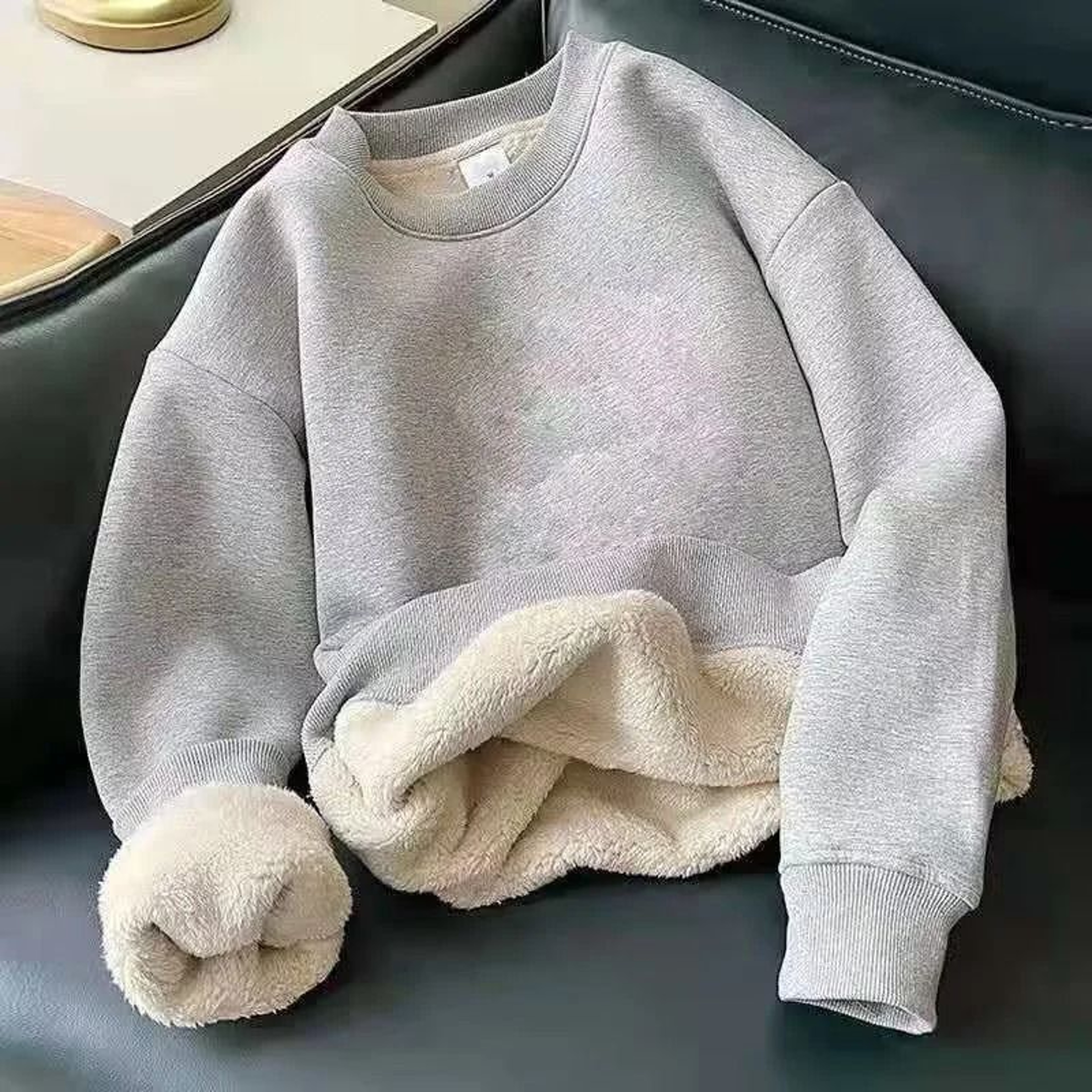 Mens Warm Fleece Lined Pullover Sweatshirt Thermal Top 6