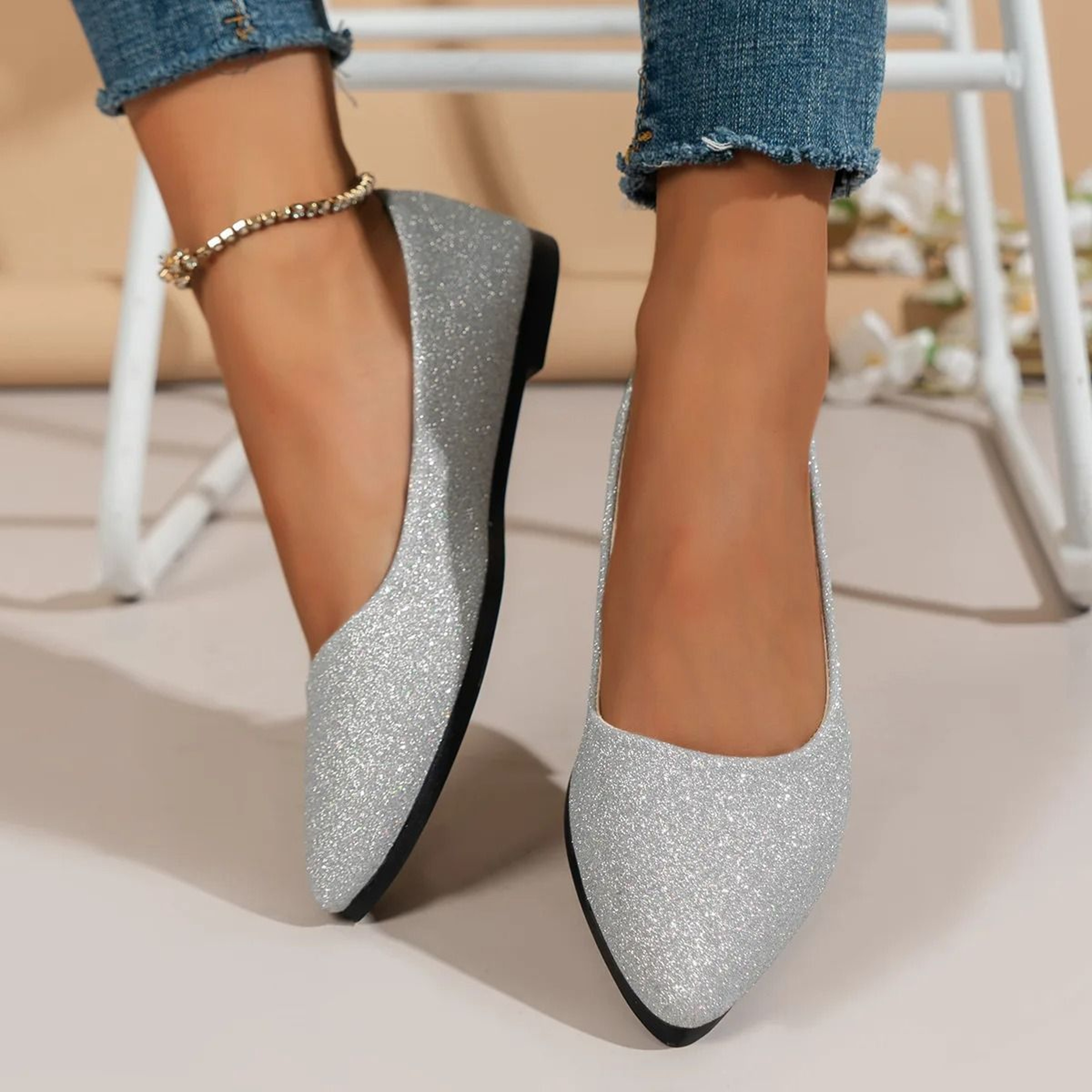 Women Pointed Toe Flat Ballerina Shoes 9