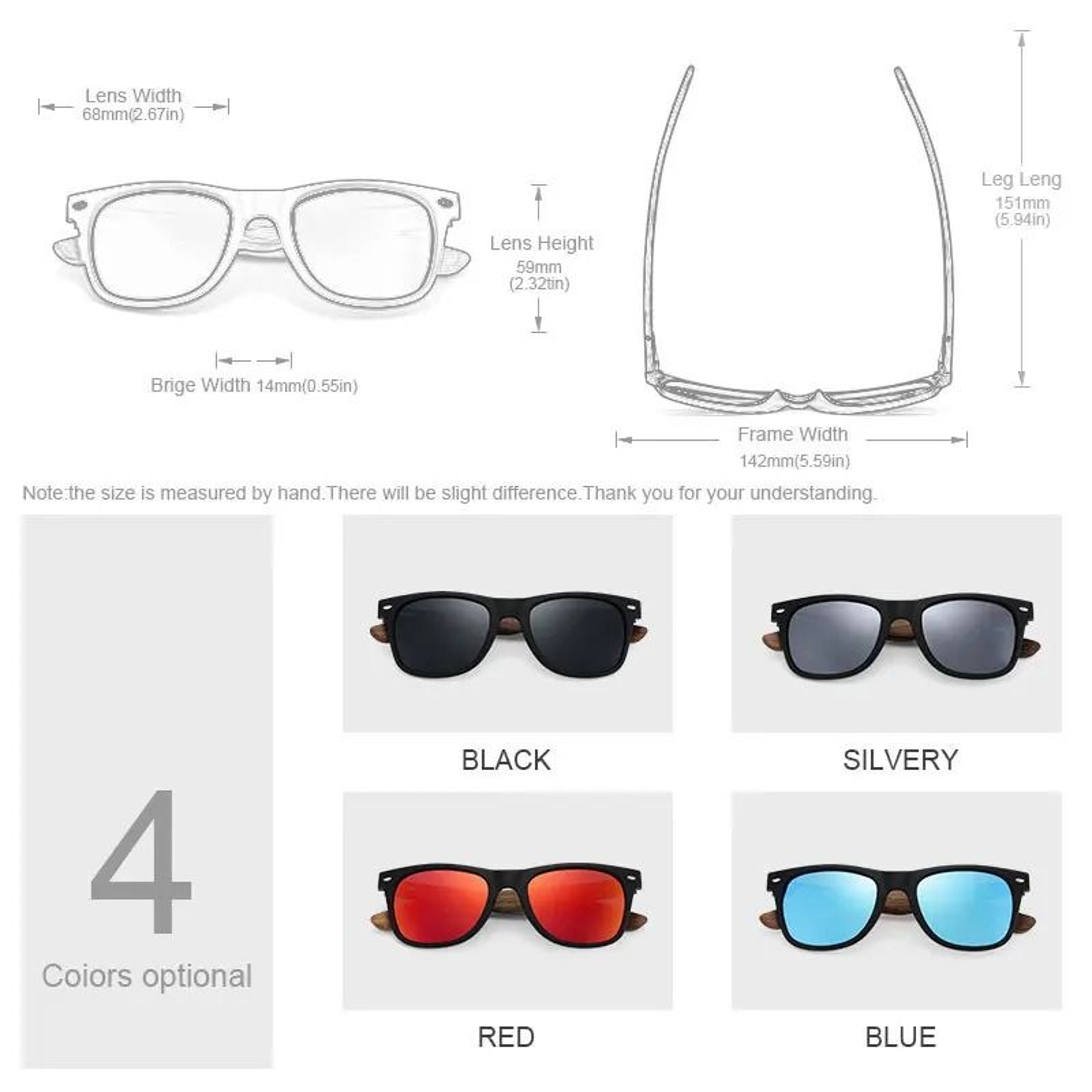 Polarized Wooden Sunglasses With UV Protection And Lightweight Frame 1