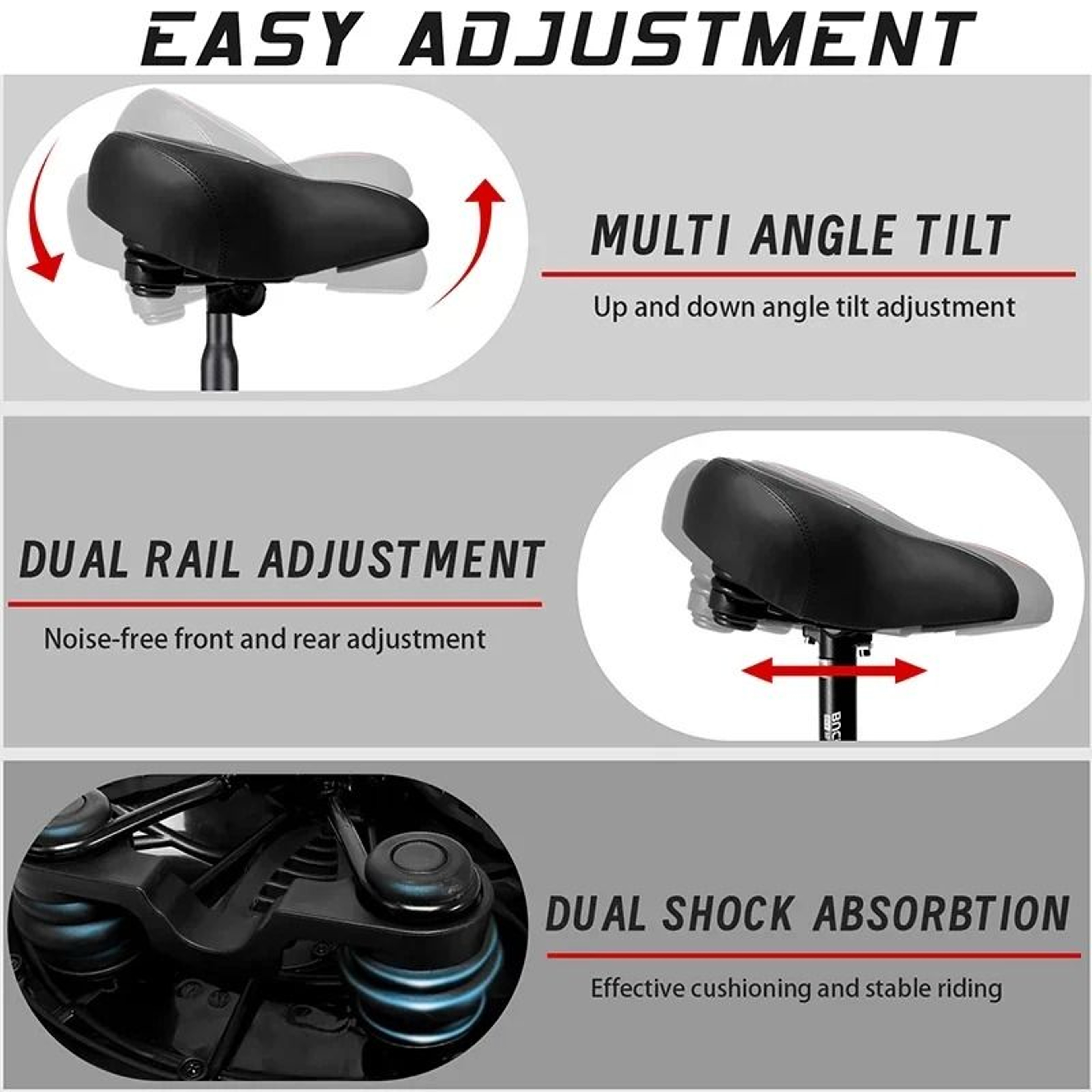Oversized Bicycle Saddle With Shock Absorption And Soft Seat Cushion 4