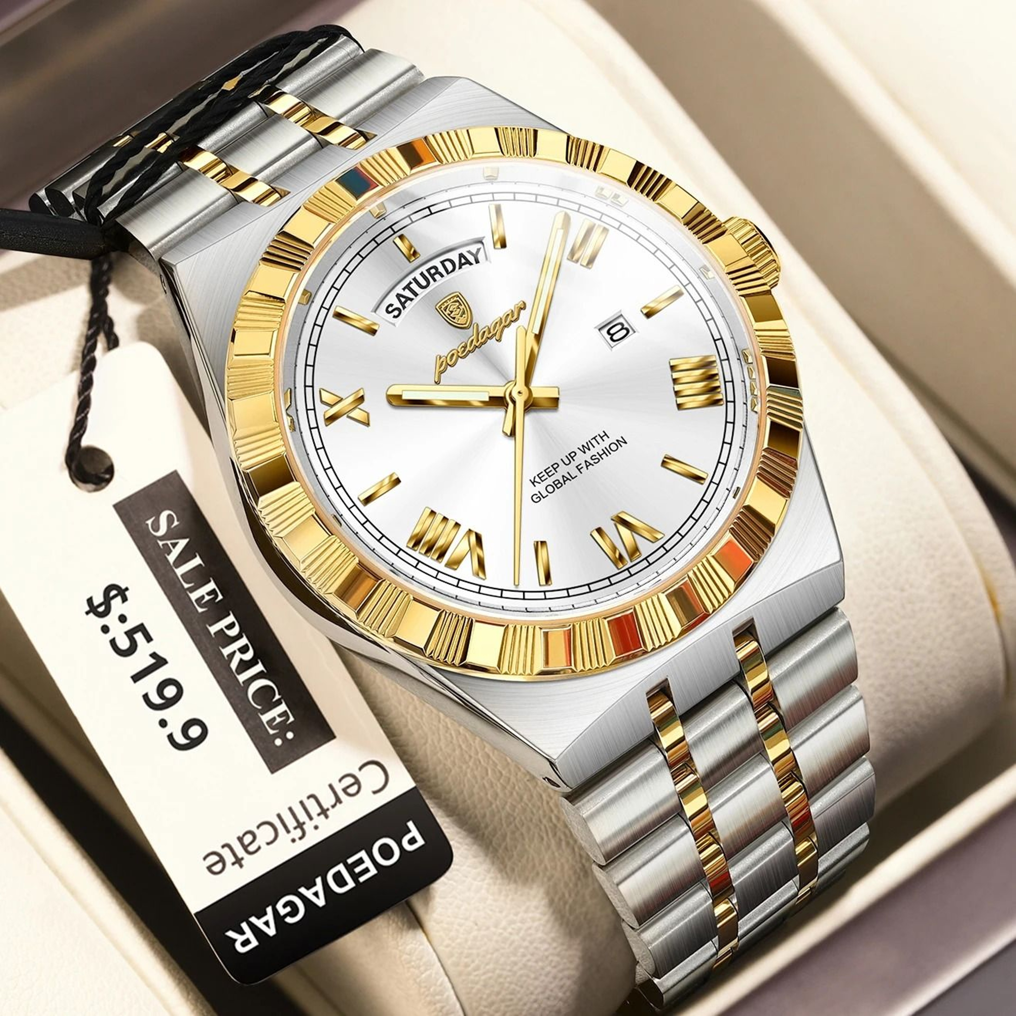 Luxury Business Quartz Watch For Men With Week  Date Display 9