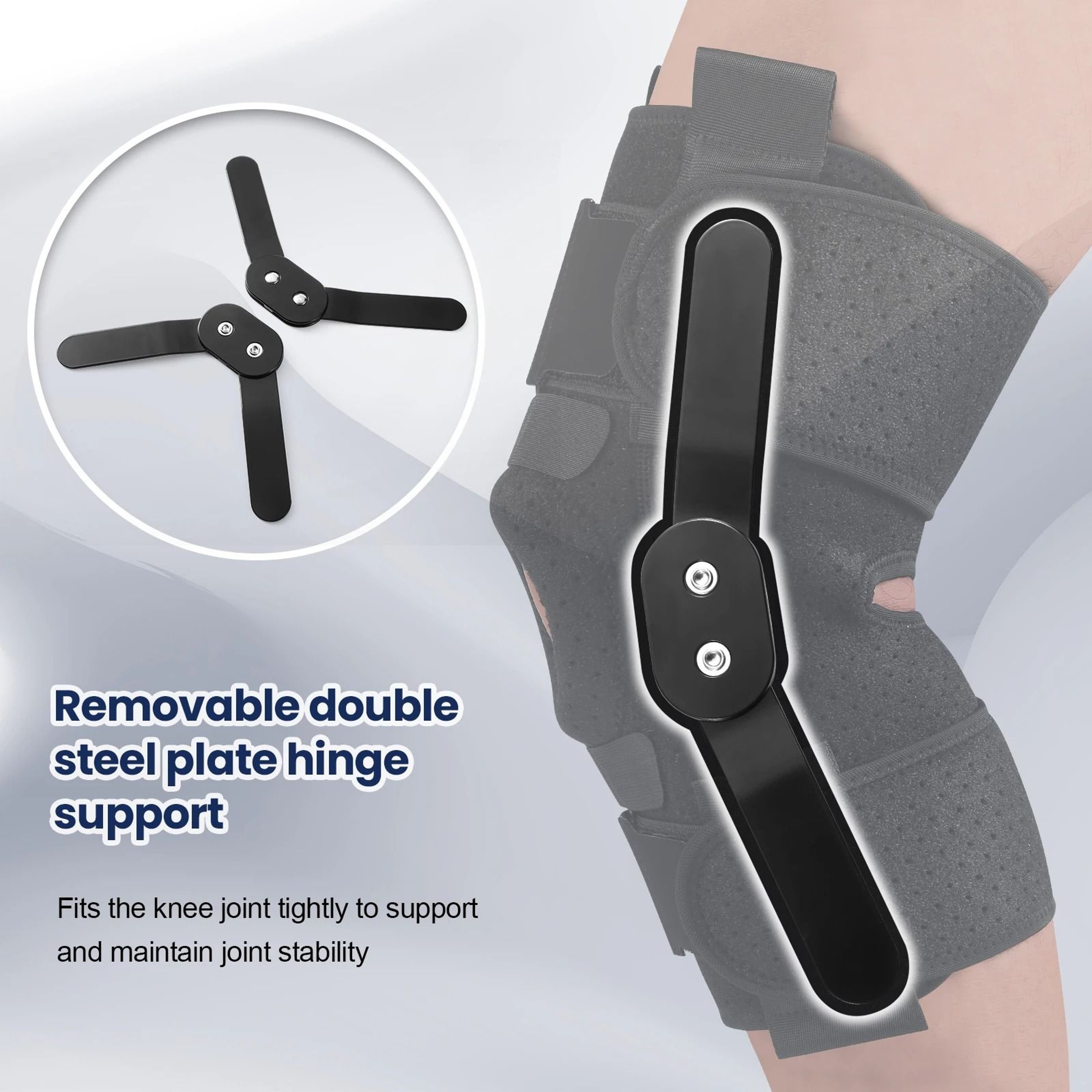 Hinged Knee Support Brace With Side Stabilizers And Gel Pads 5