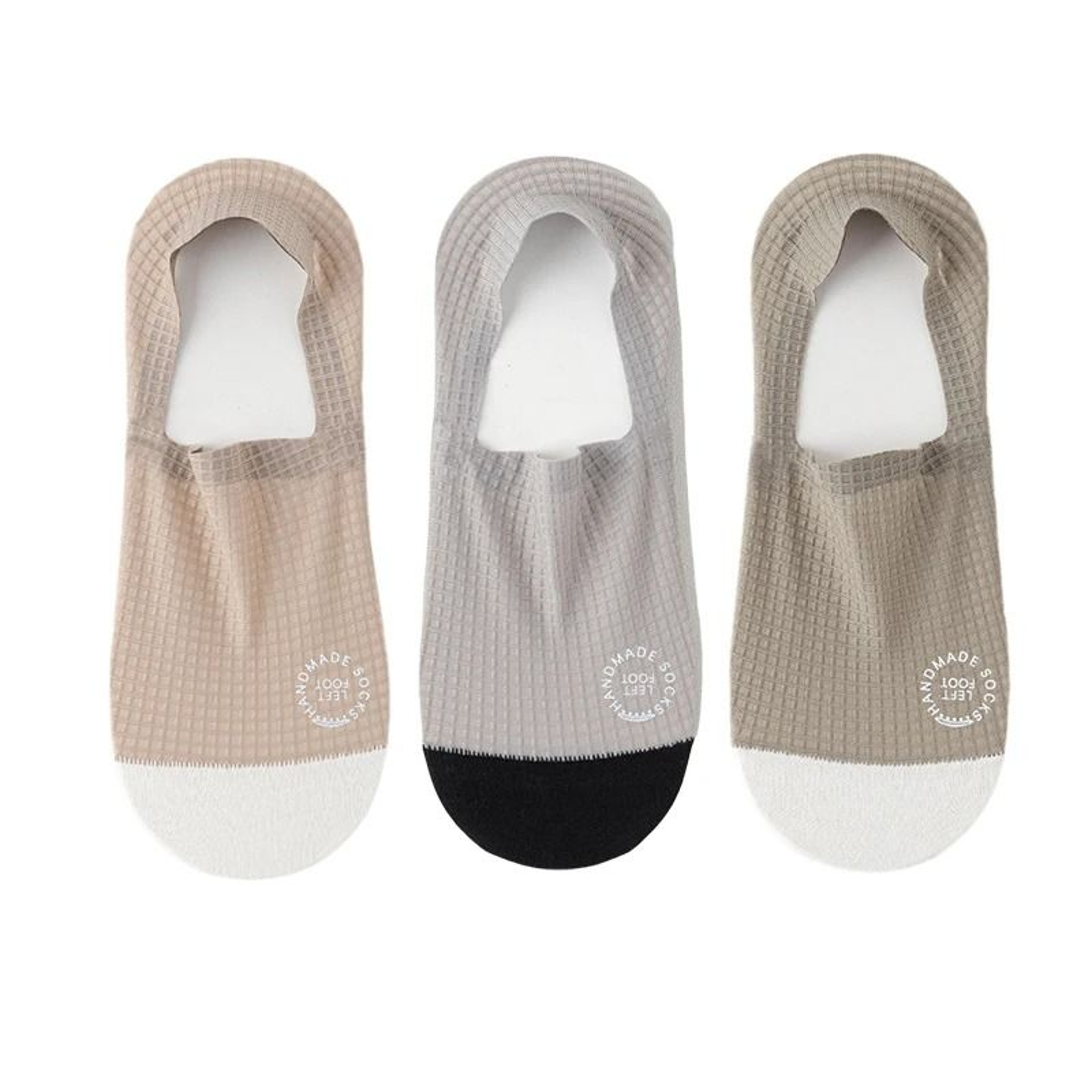 Mens Invisible Breathable Waffle Pattern Boat Socks 3Pack 10