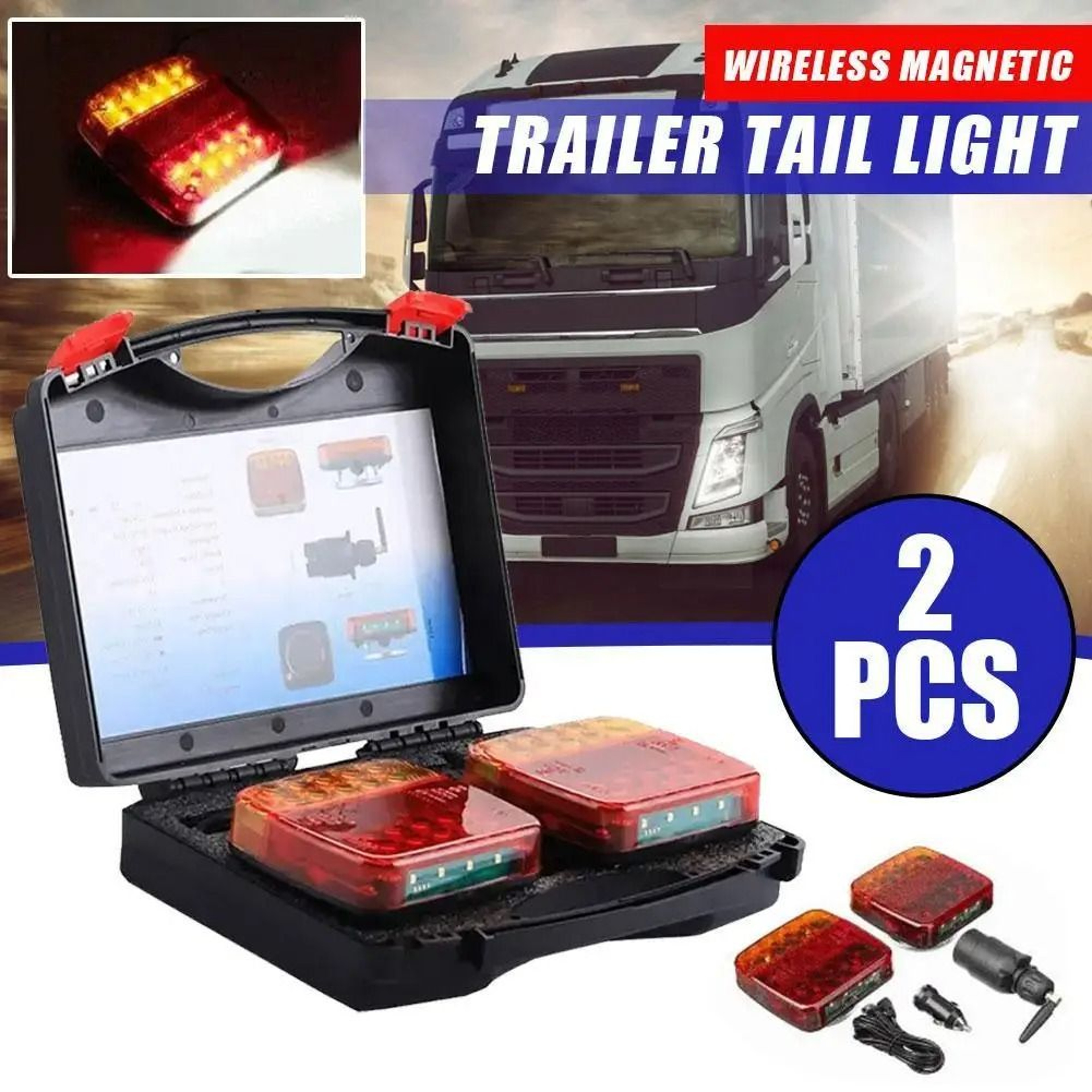Rechargeable Wireless Reflective Lens Truck Taillights 2