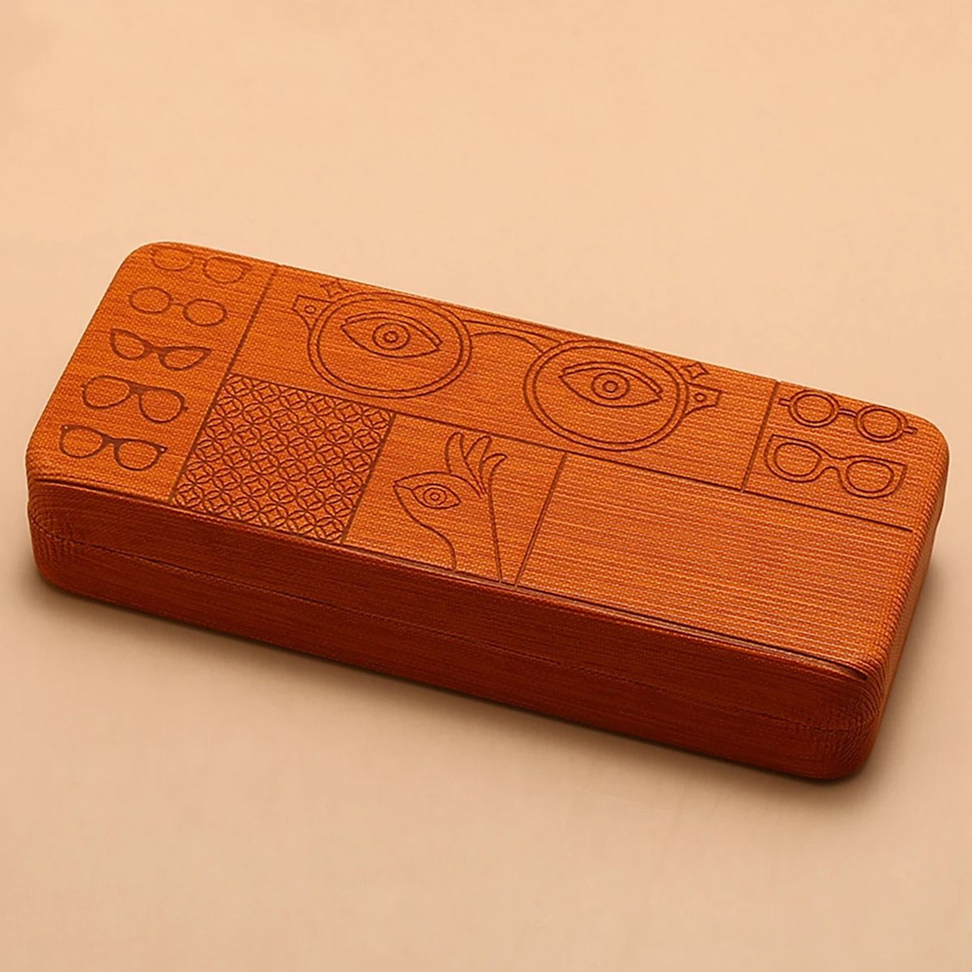 Geometric Pattern Glasses Case Portable Square Eyewear Holder With Embossed Design 2