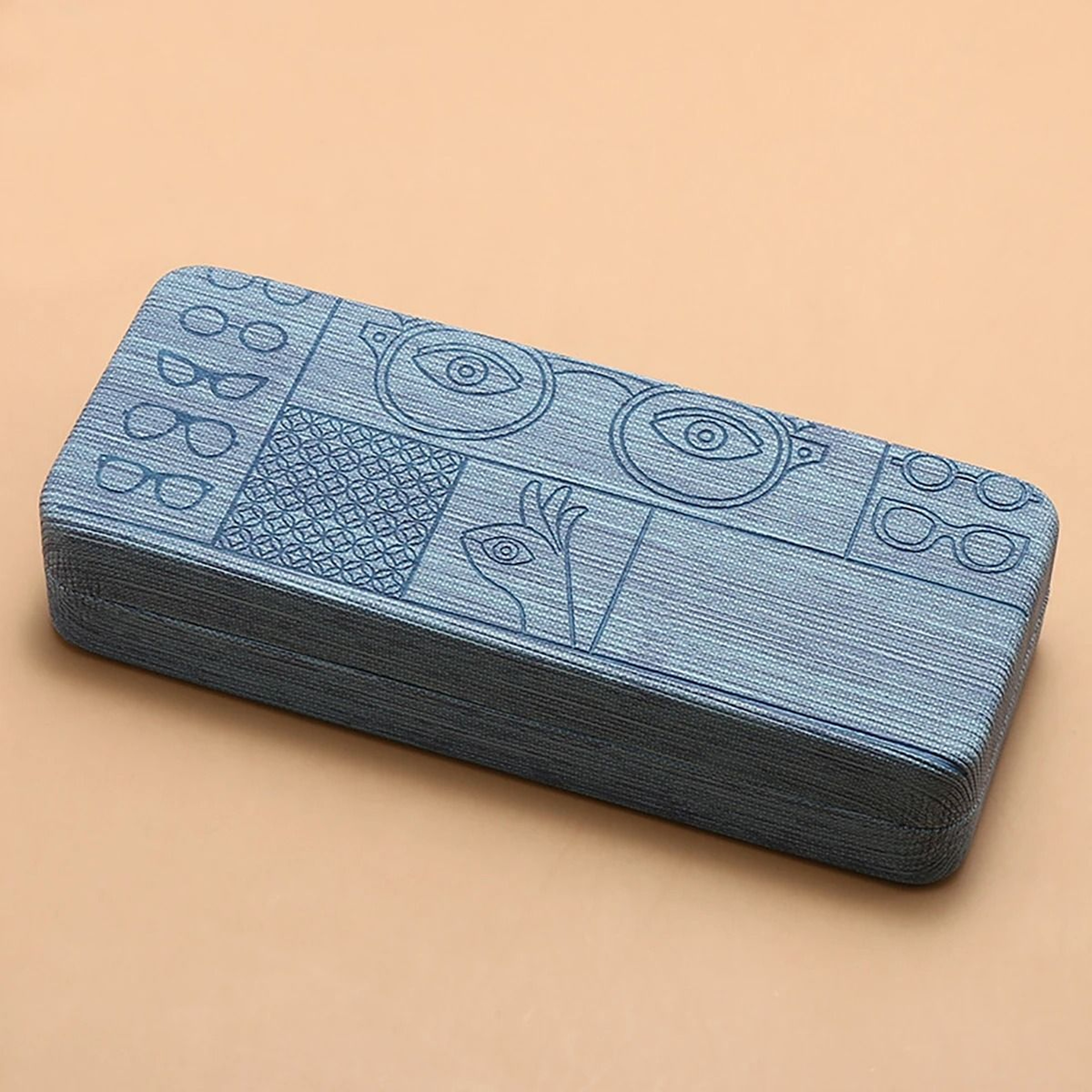 Geometric Pattern Glasses Case Portable Square Eyewear Holder With Embossed Design 3