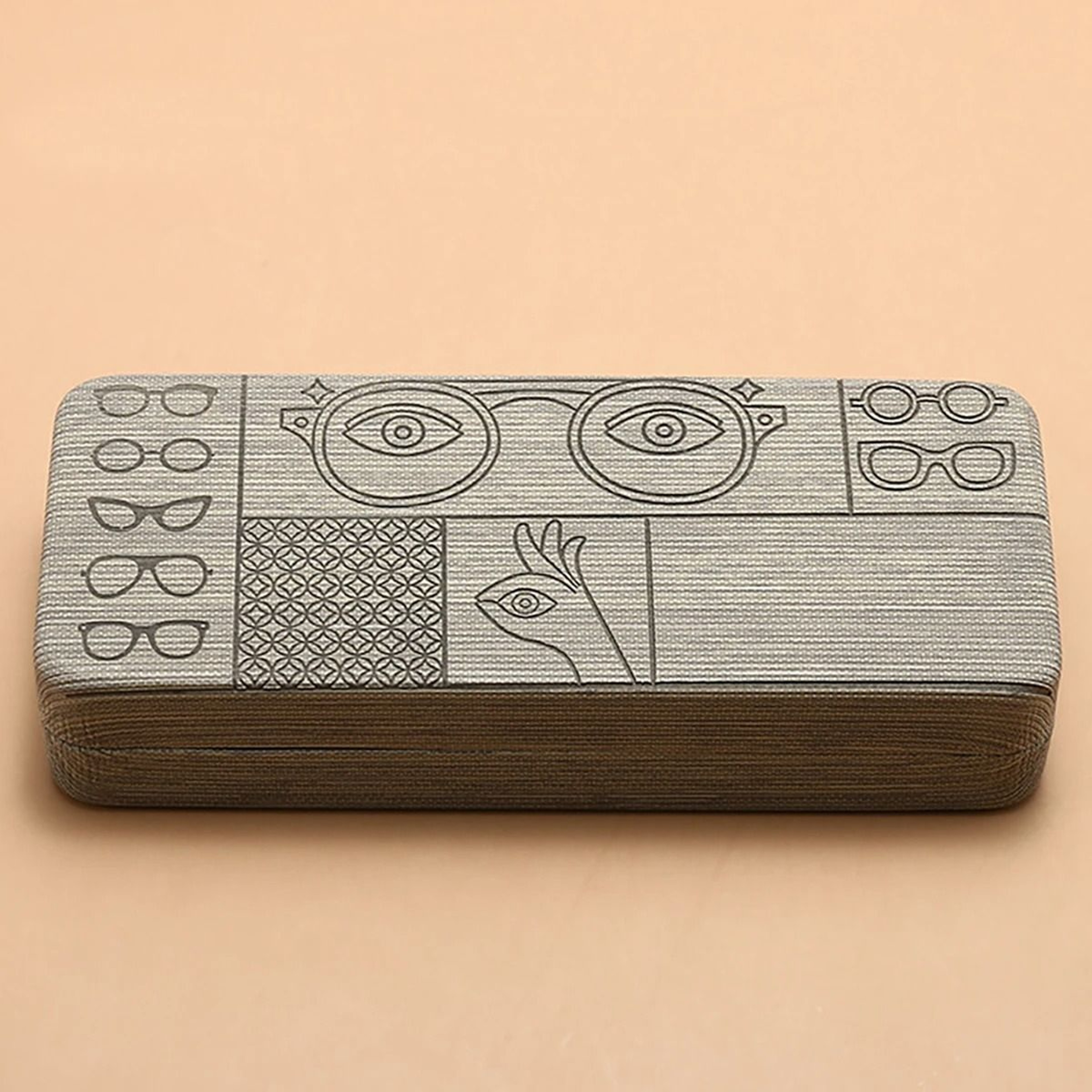 Geometric Pattern Glasses Case Portable Square Eyewear Holder With Embossed Design 4