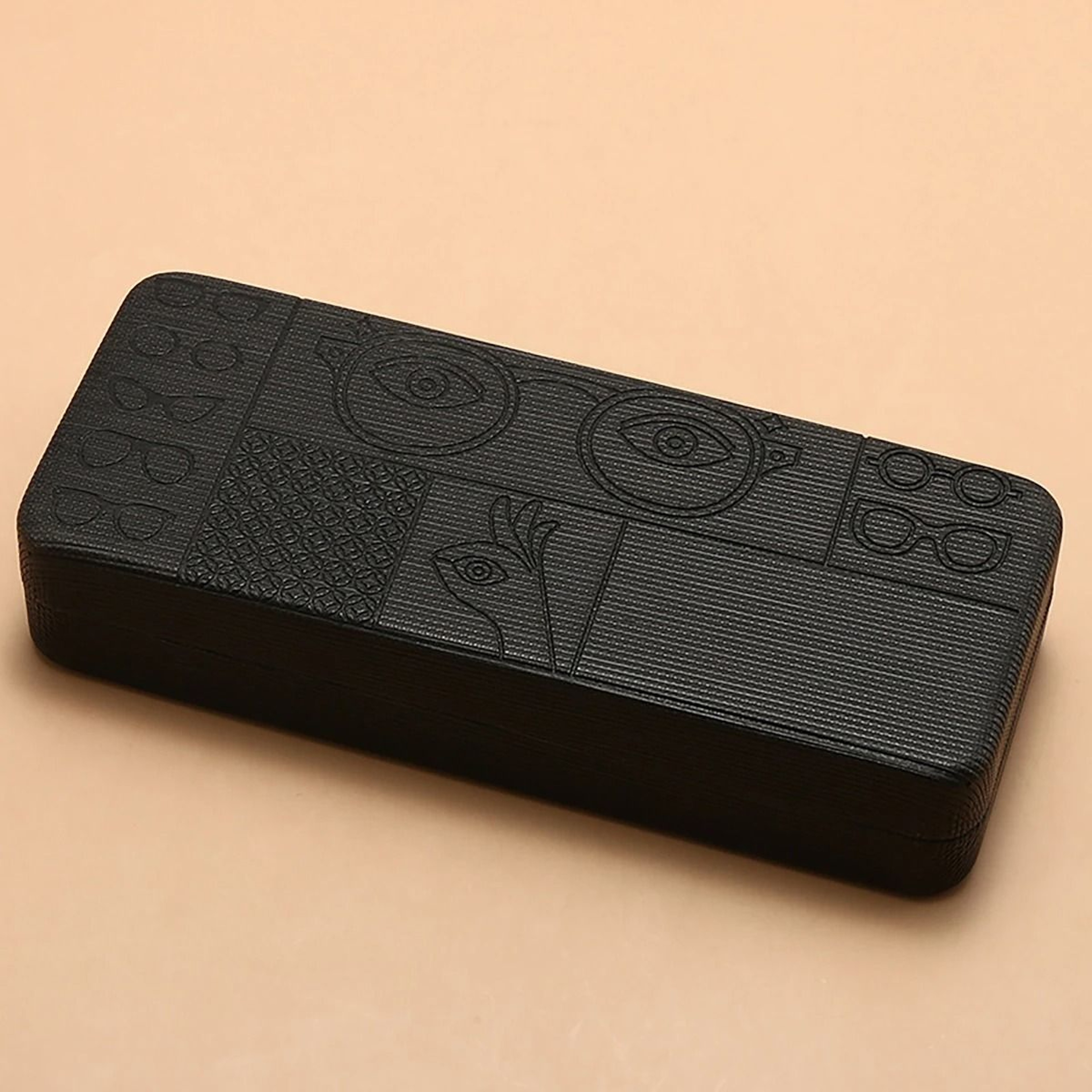 Geometric Pattern Glasses Case Portable Square Eyewear Holder With Embossed Design 7