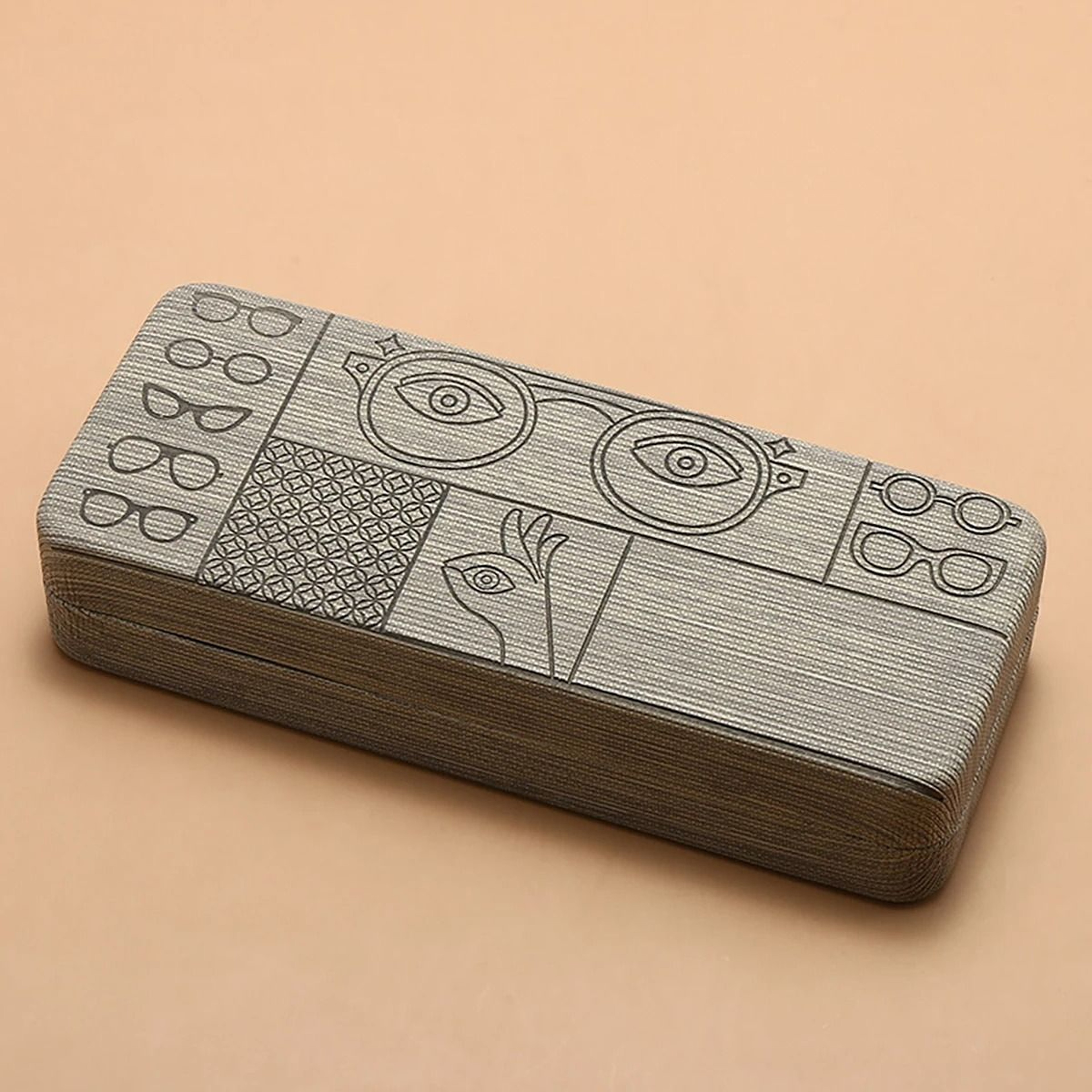 Geometric Pattern Glasses Case Portable Square Eyewear Holder With Embossed Design 8