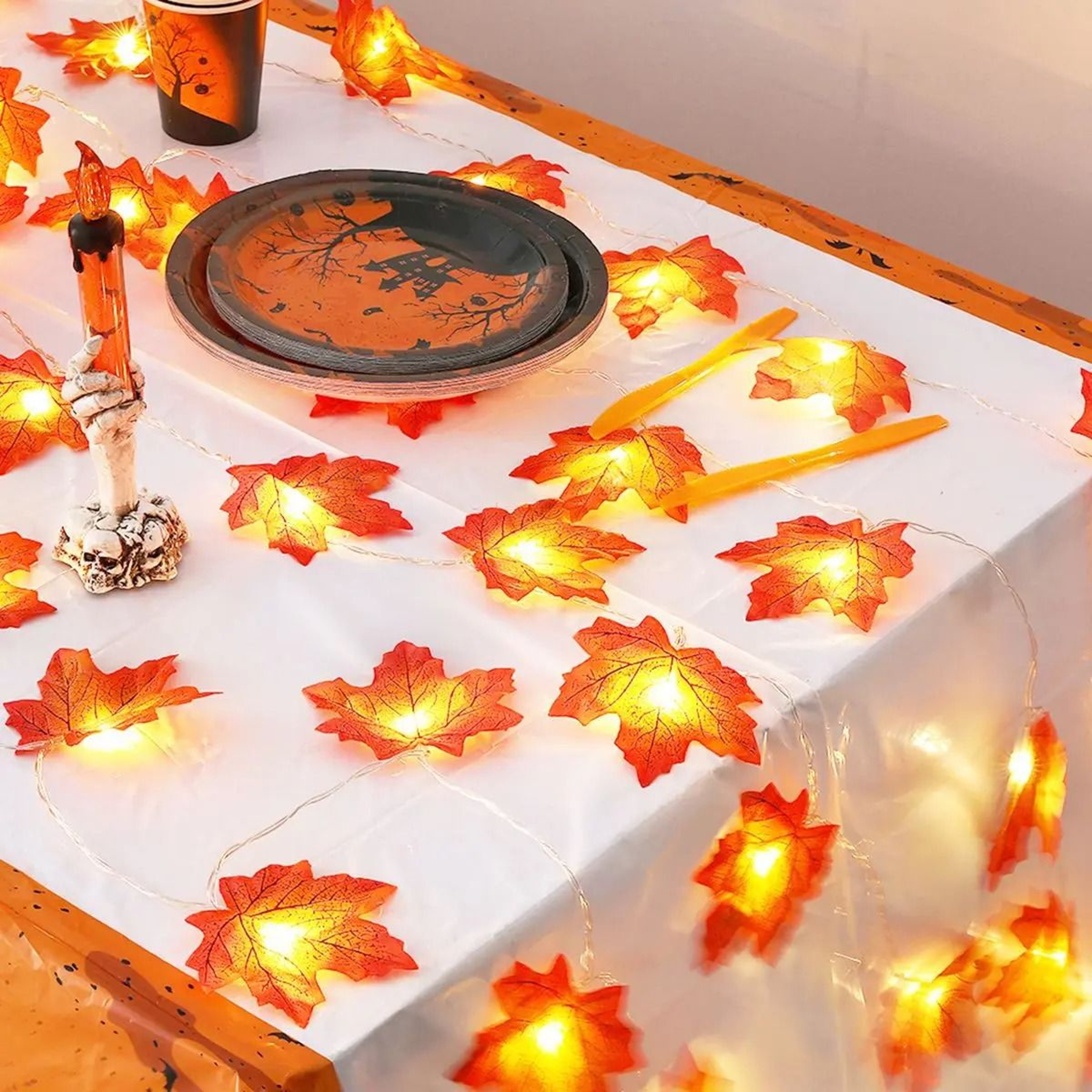 Cozy Autumn Maple Leaf LED String Lights Battery Operated Waterproof Fall Decor 2
