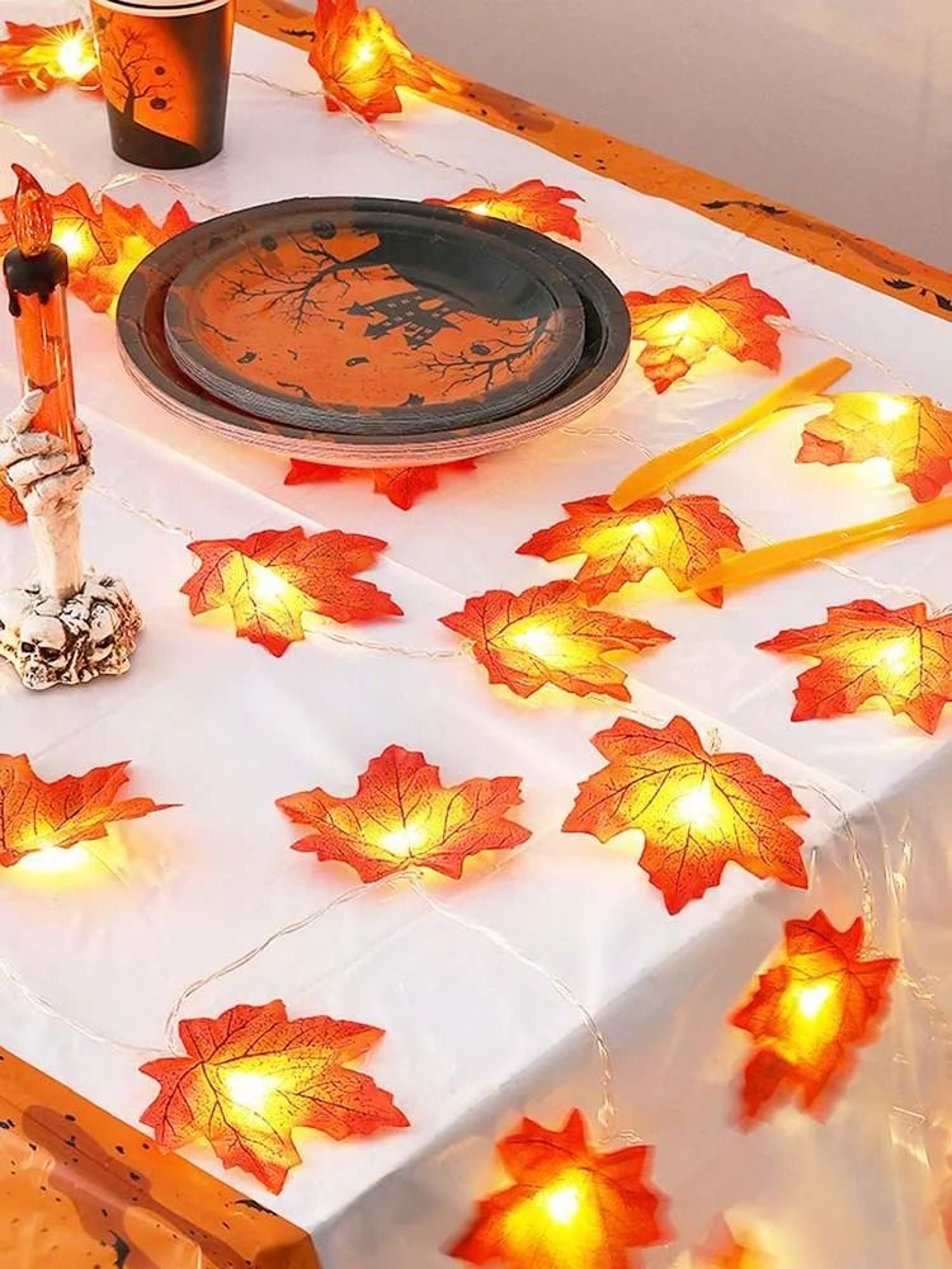 Cozy Autumn Maple Leaf LED String Lights Battery Operated Waterproof Fall Decor 6