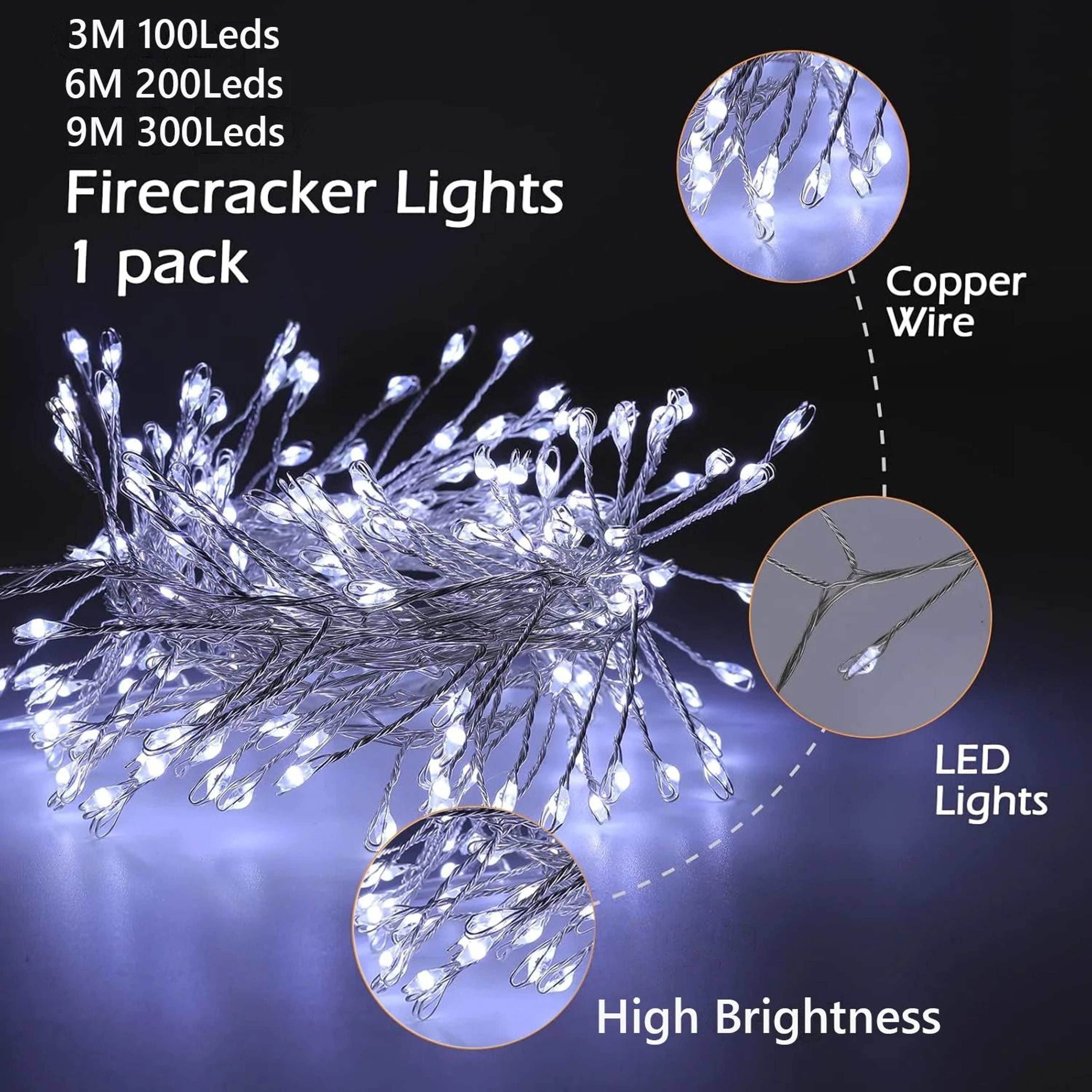 USB Powered LED Firecracker String Lights With Remote Control For Home And Events 1