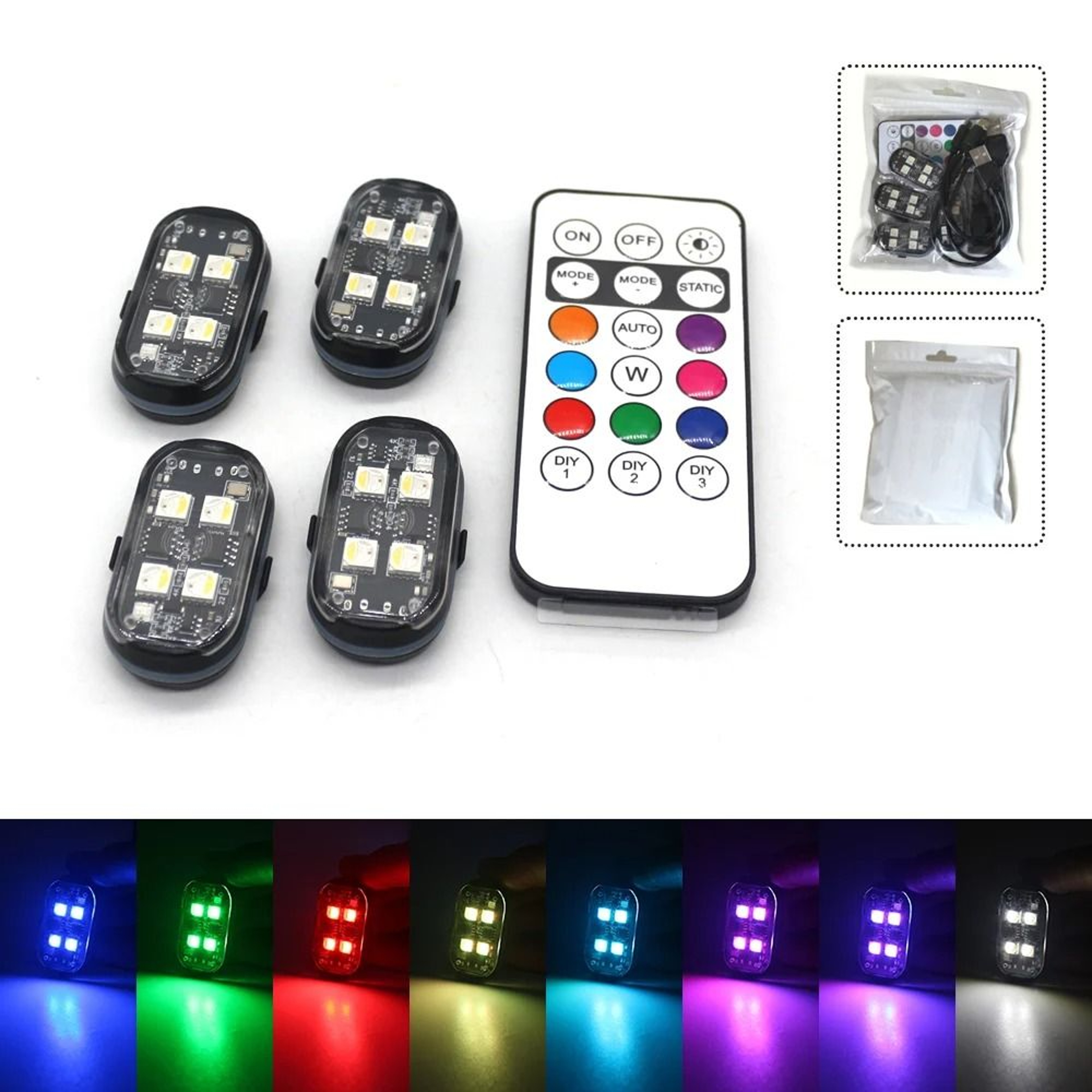 Car Interior RGB Ambient Light Kit With Remote Control  8 Color Options 1