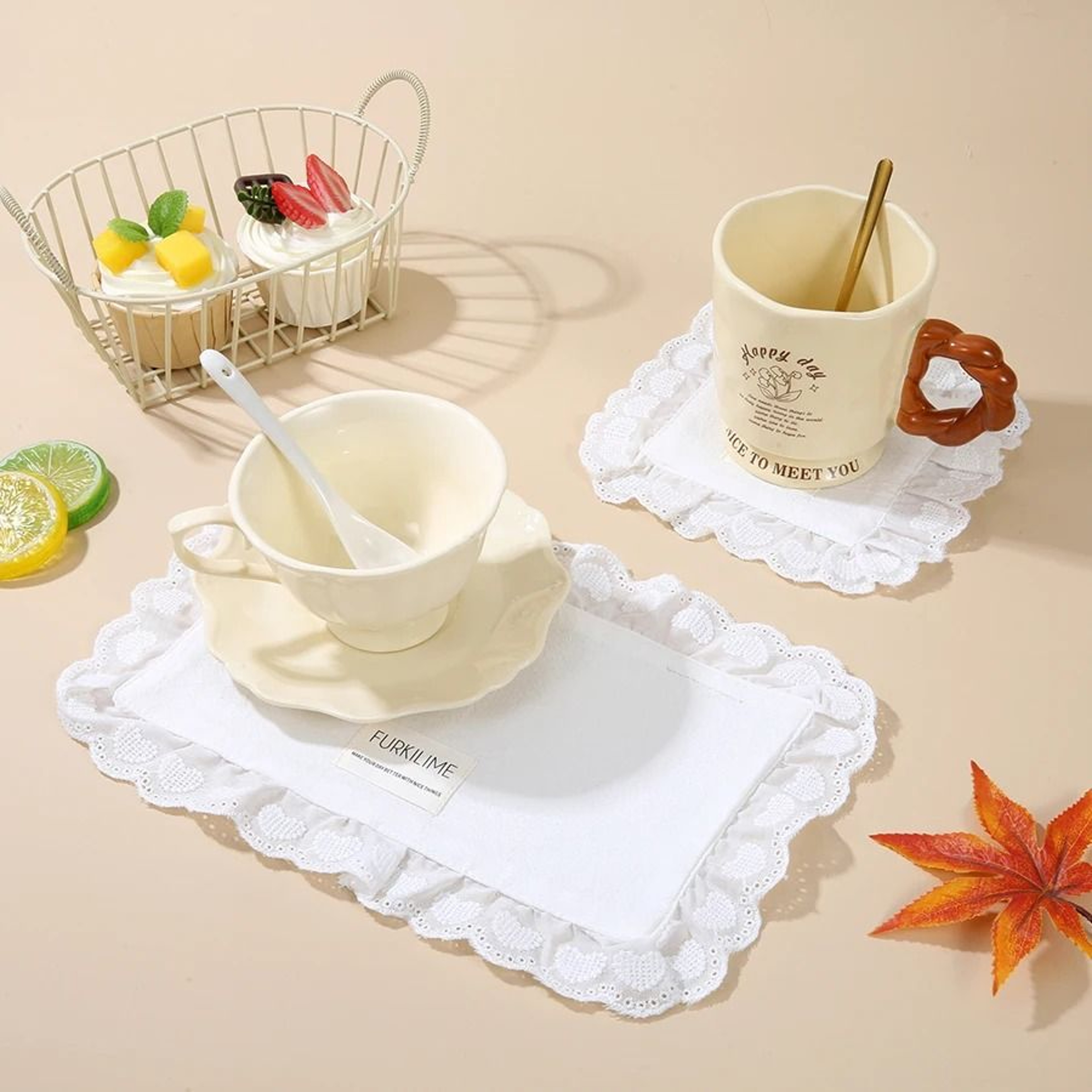 Soft Lace Placemats Cotton Table Napkins For Home And Party Decoration 0