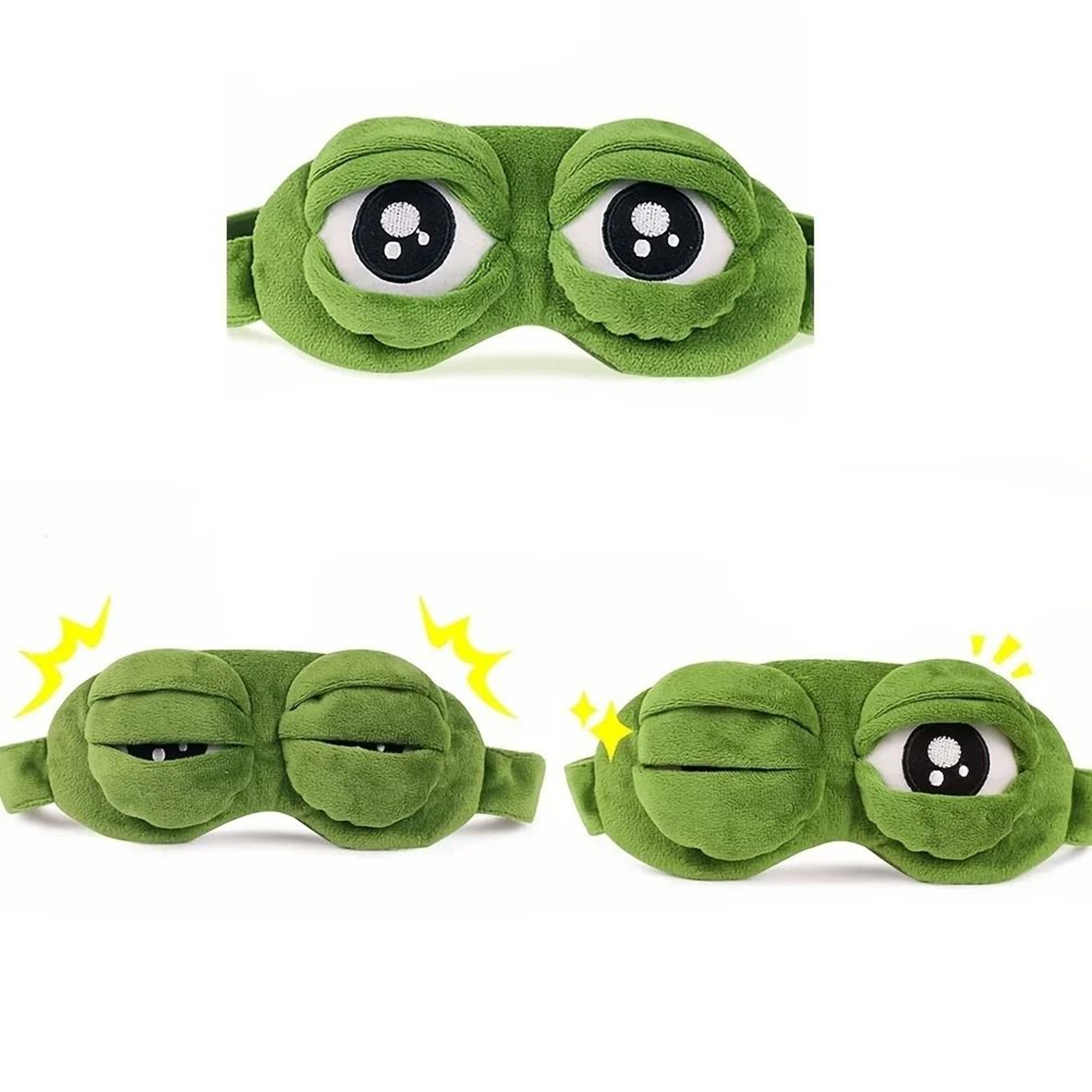 3D Sad Frog Plush Sleep Mask Soft Travel Blindfold For Women And Men 2