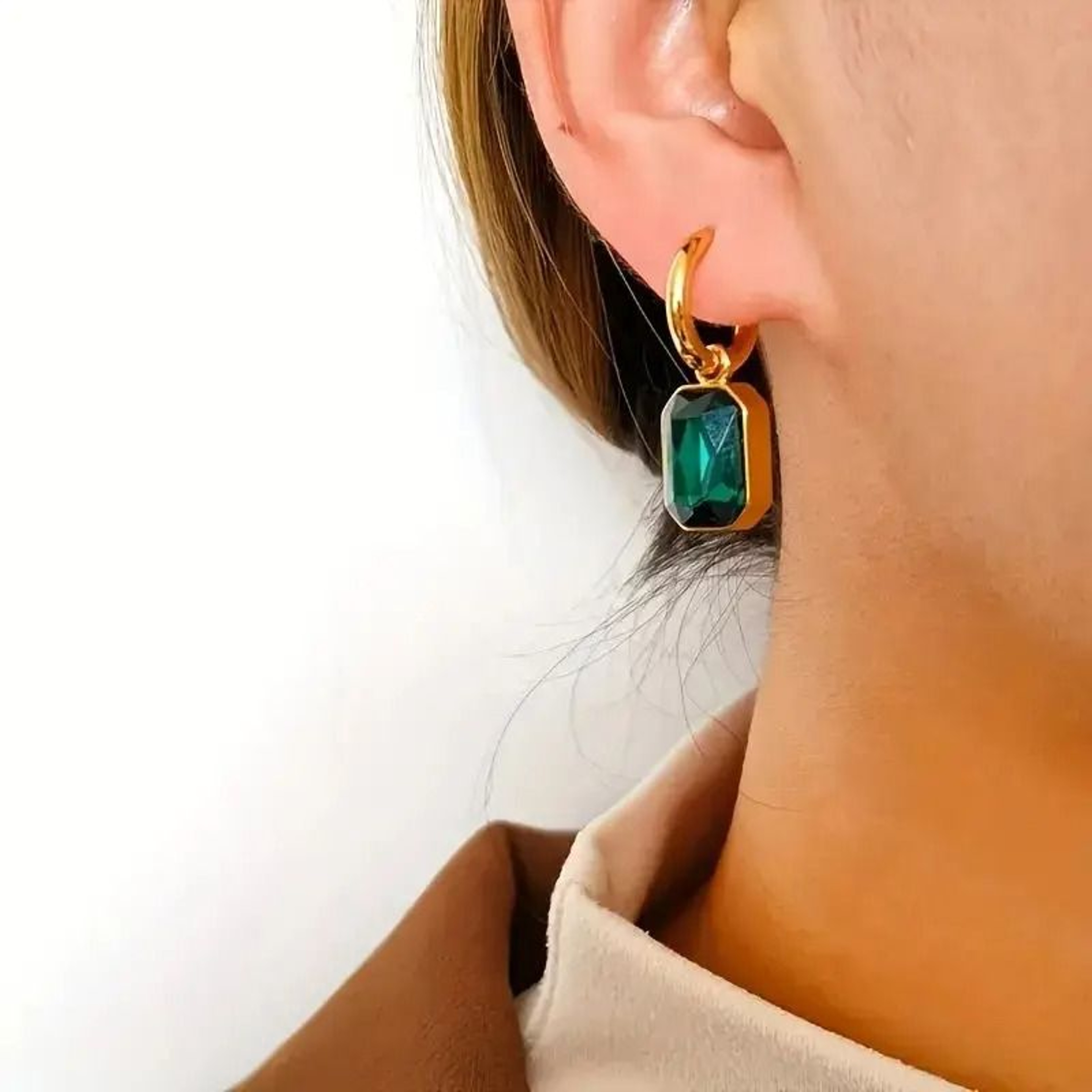 Elegant Square Crystal Stainless Steel Earrings 2