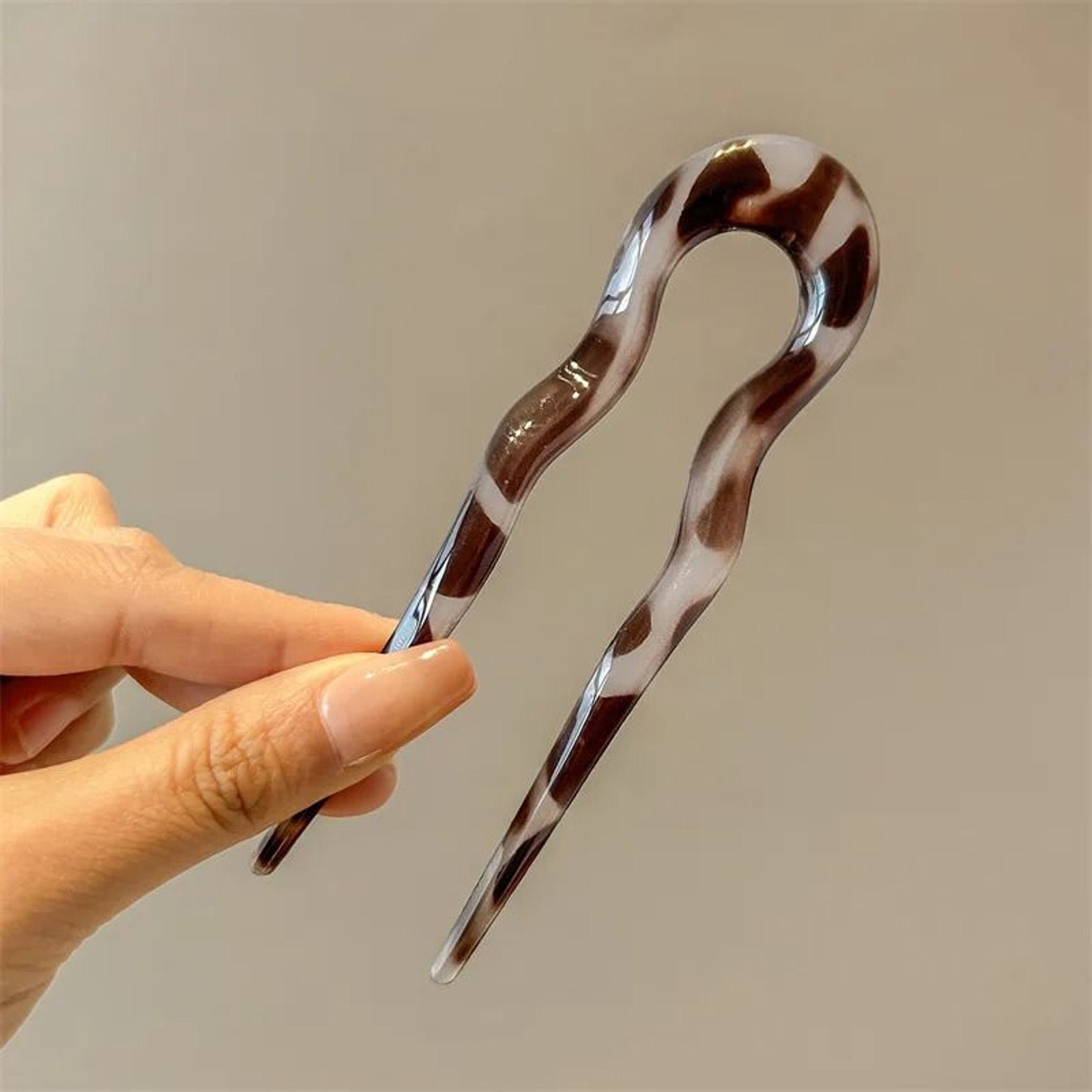 Tortoise Shell Acetate U Shape Hair Fork 10