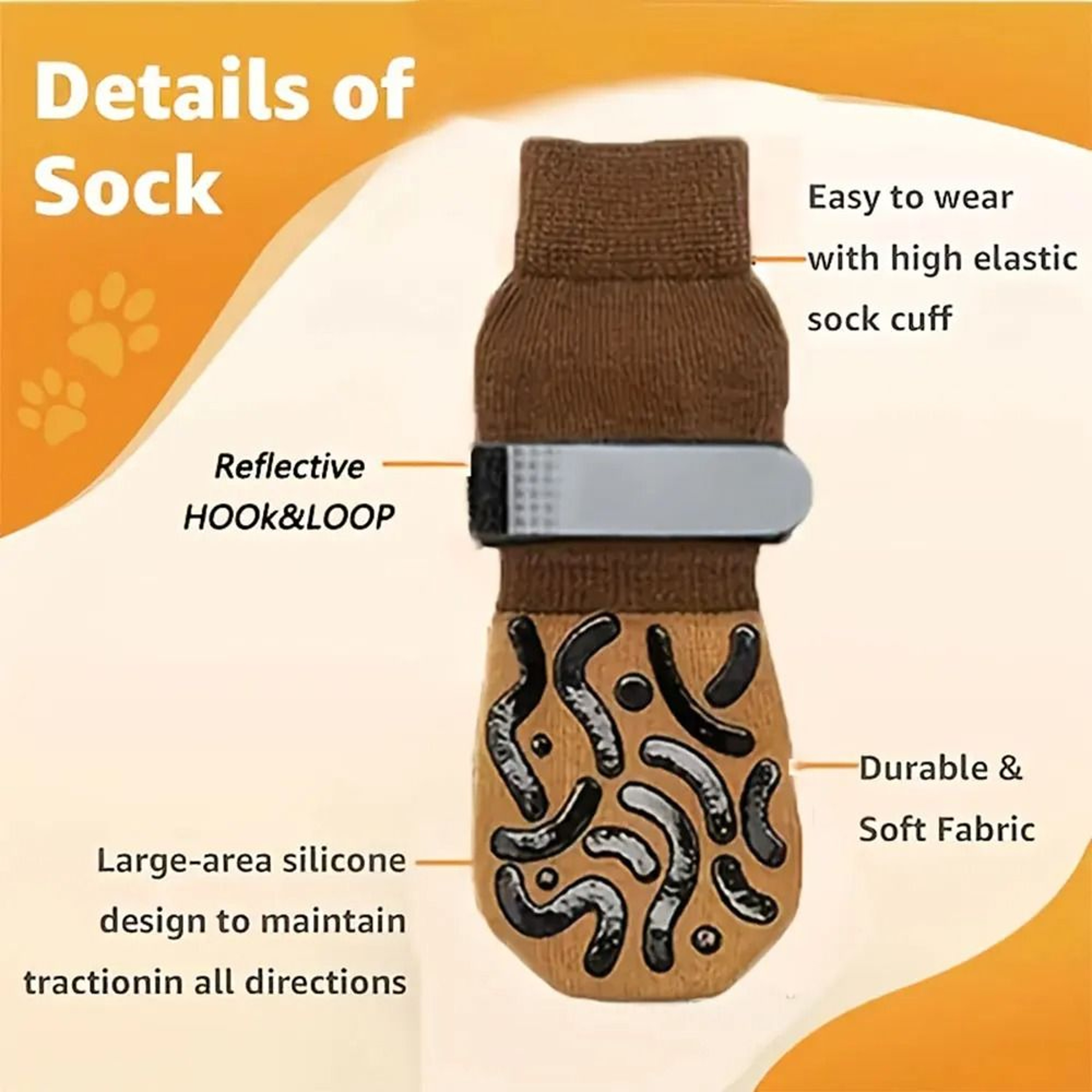 4 Pack Non Slip Dog Socks Double Sided Anti Slip Paw Protection 4