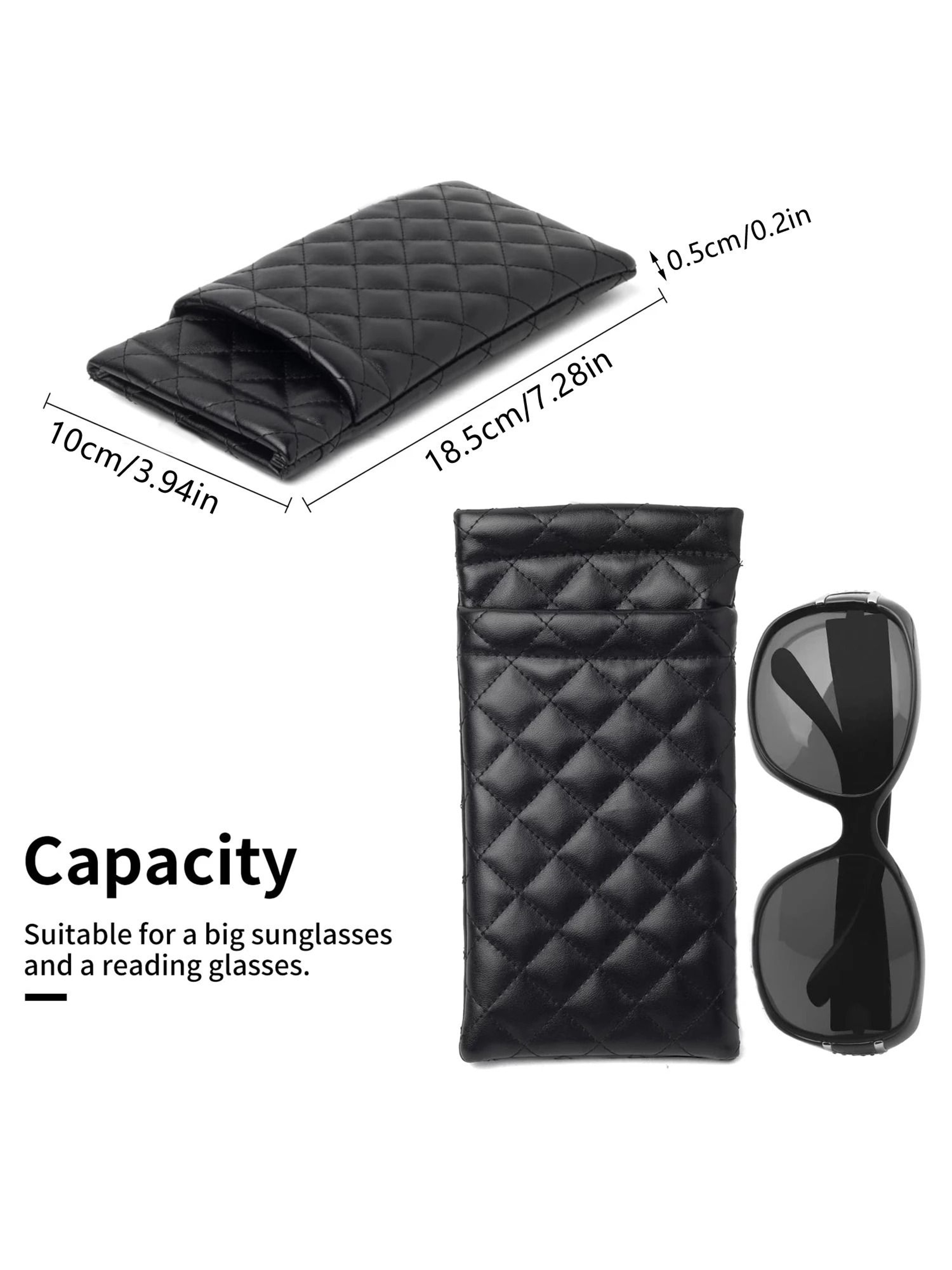 Double Layer Portable Squeeze Glasses Case Soft PU Leather Storage Bag 5
