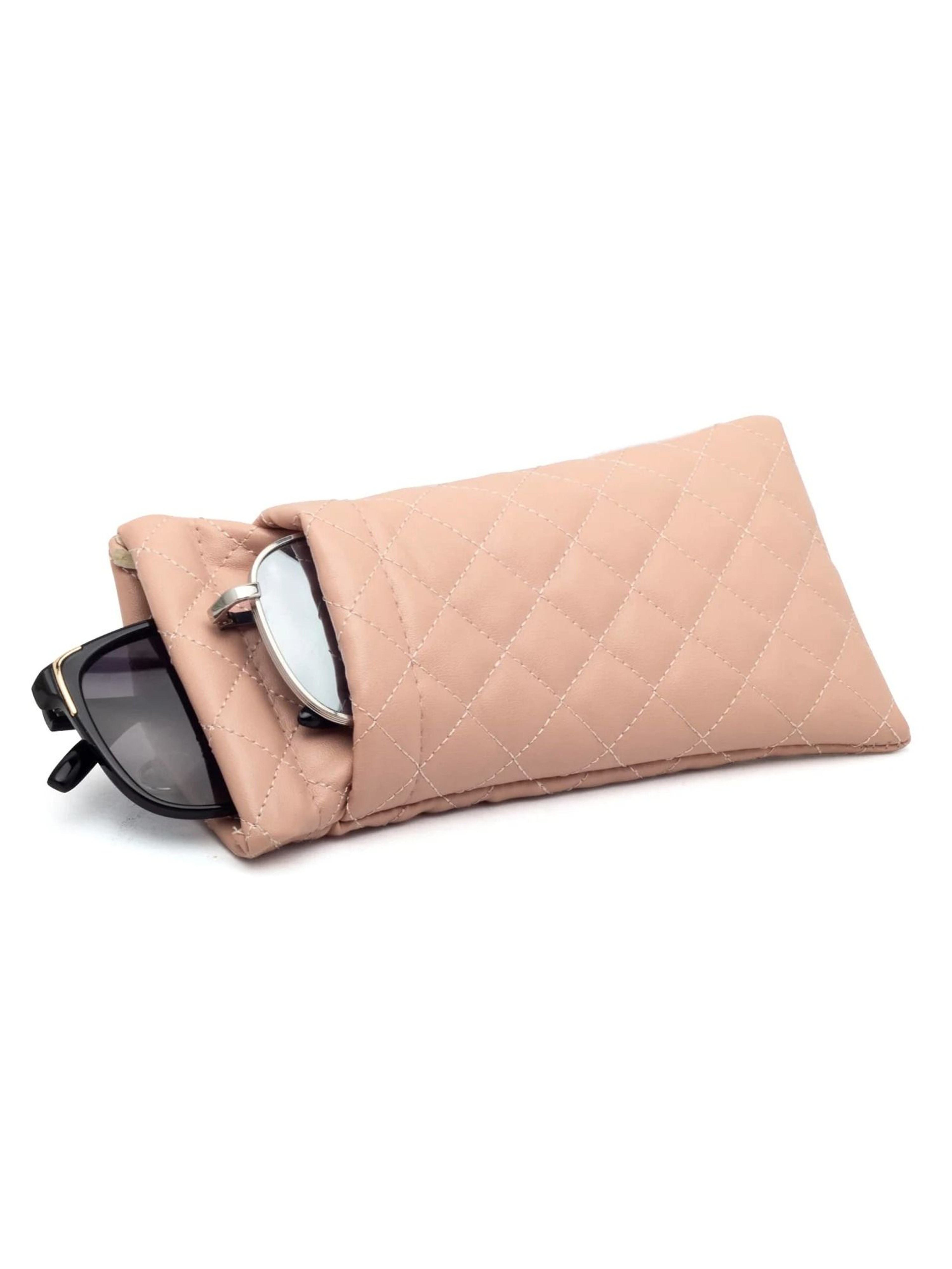Double Layer Portable Squeeze Glasses Case Soft PU Leather Storage Bag 9