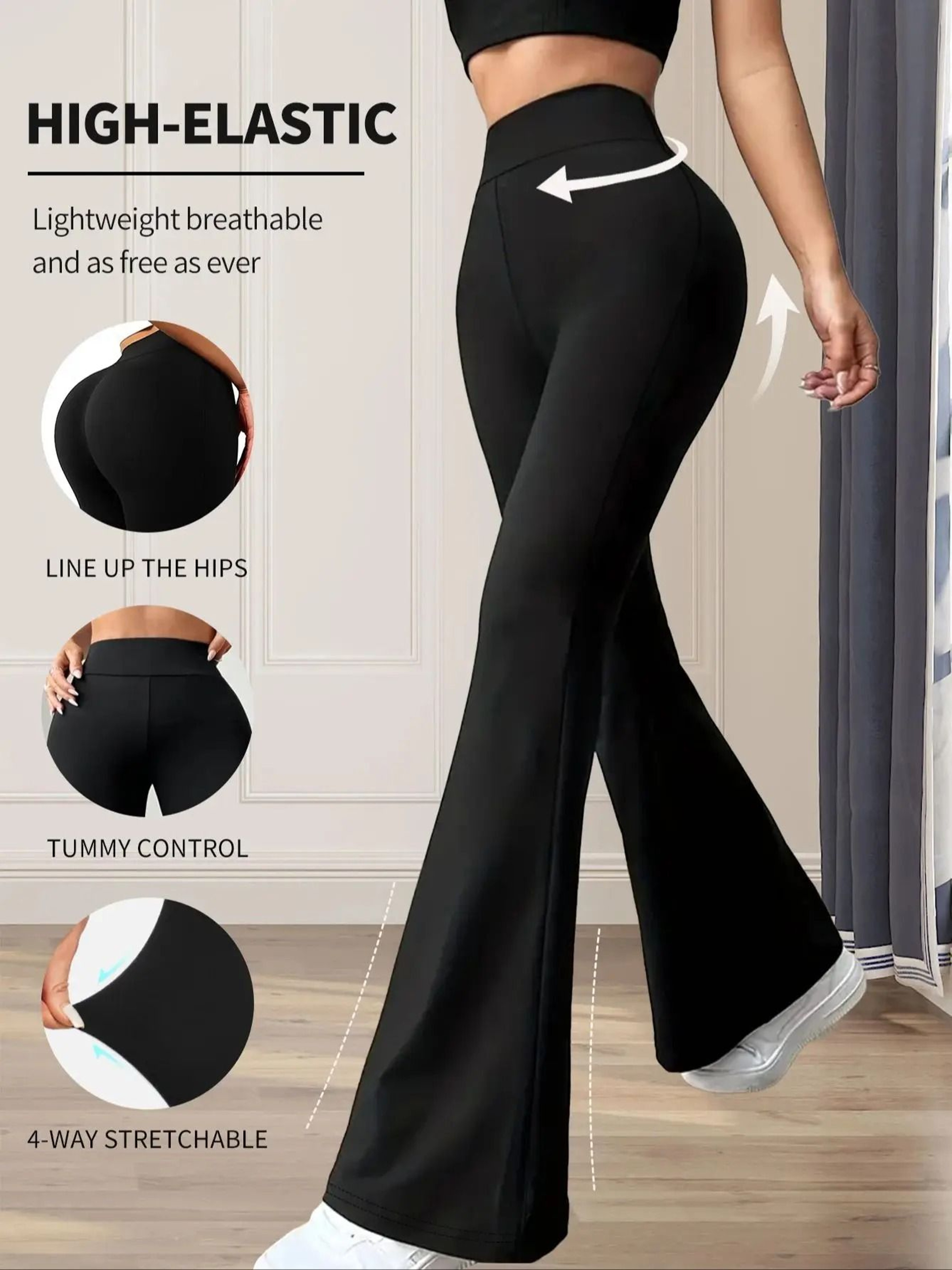 High Waist Flared Pants For Women Slim Fit Stretch Long Leg Pants 6