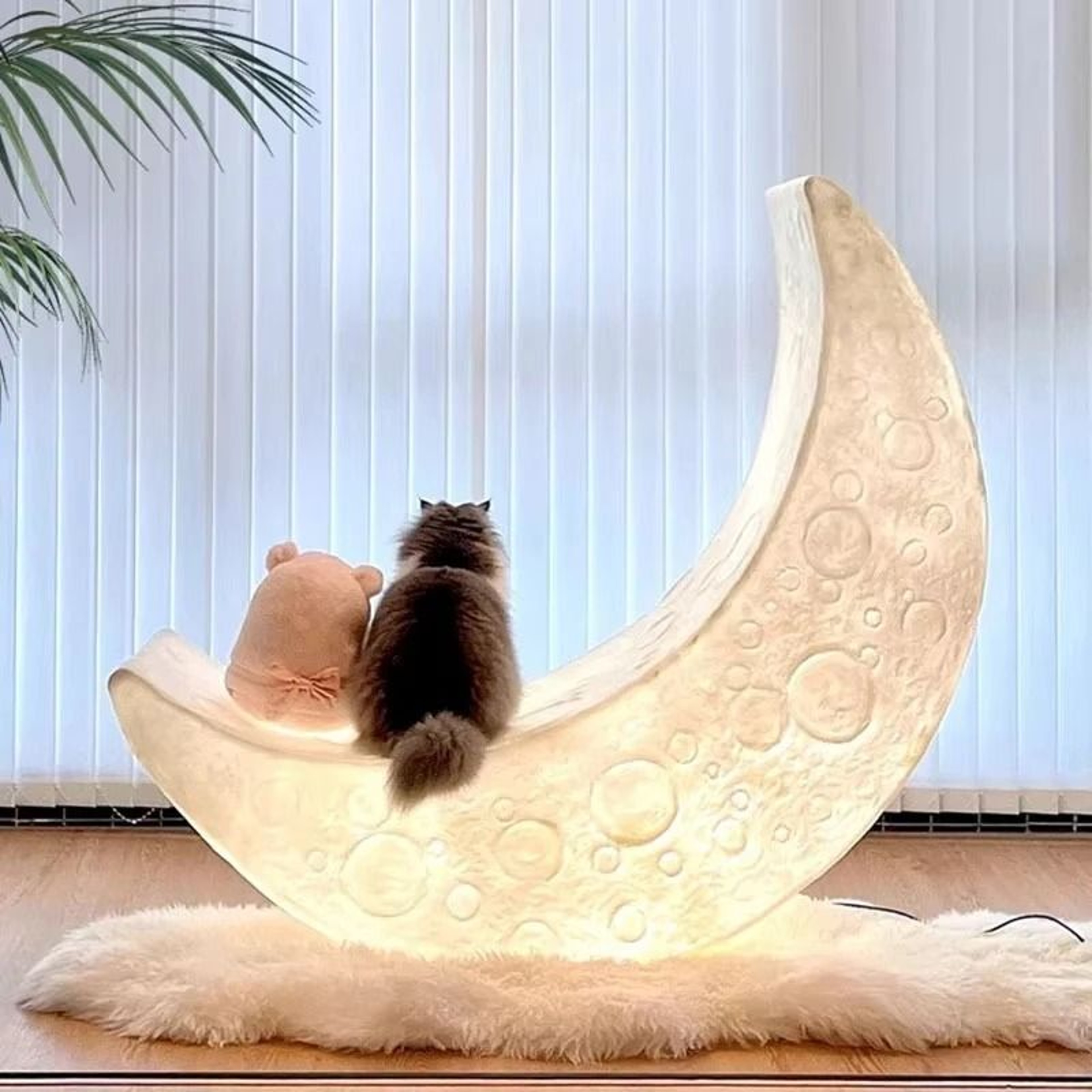Crescent Moon Lounge Lamp Chair With Soft Ambient Glow 3