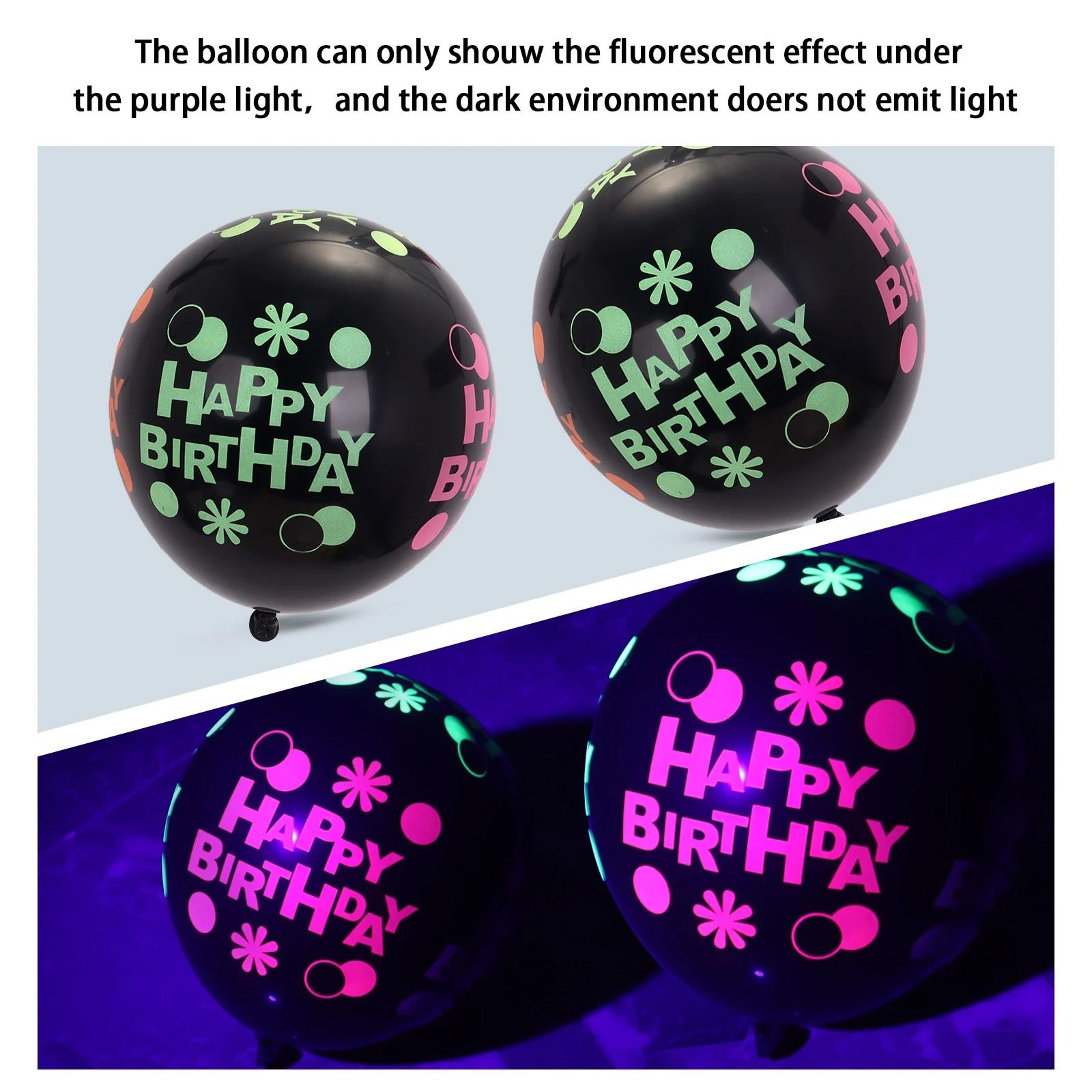 Glow In The Dark Latex Balloon Party Set 4