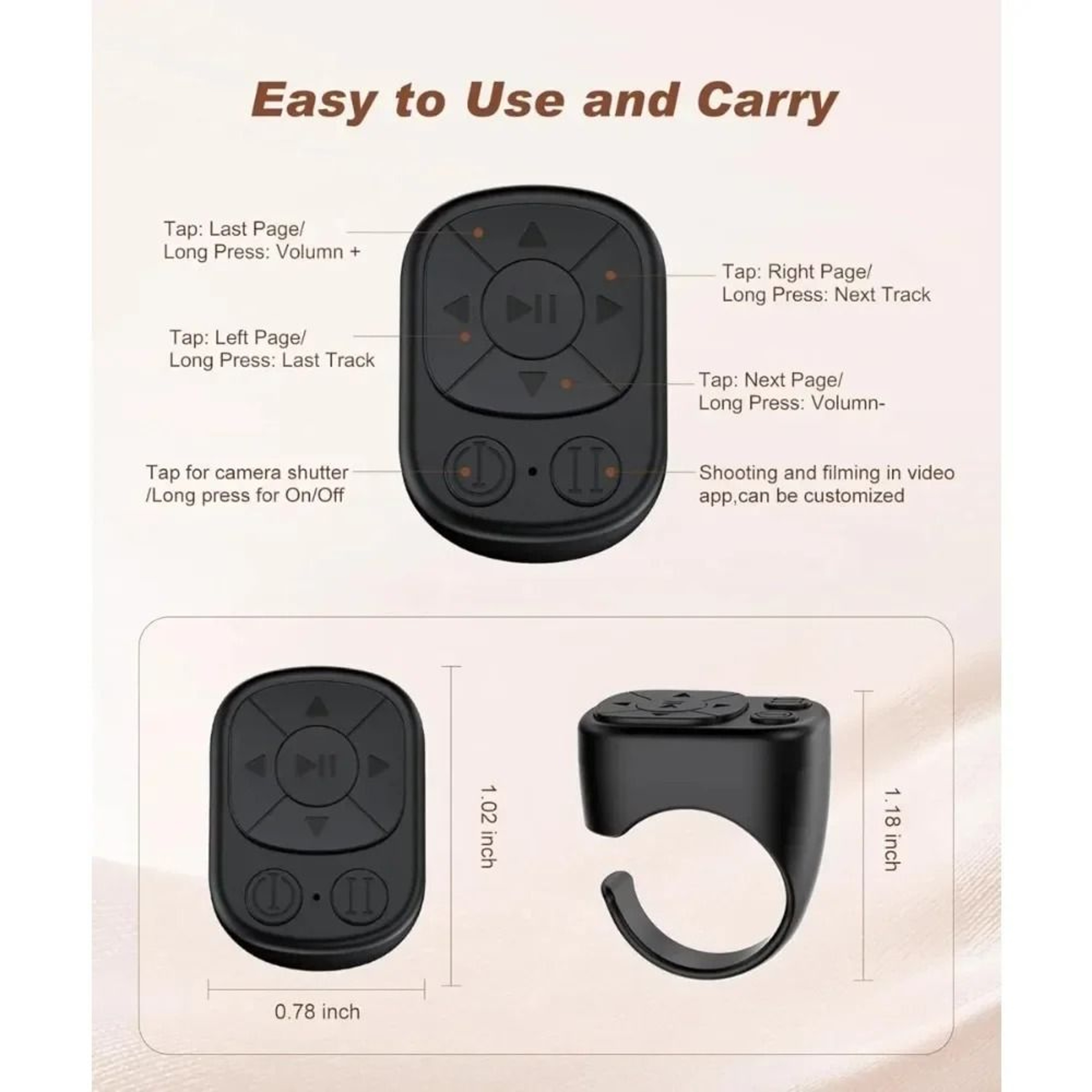 Wireless Bluetooth Remote Control For Phones And Tablets 3