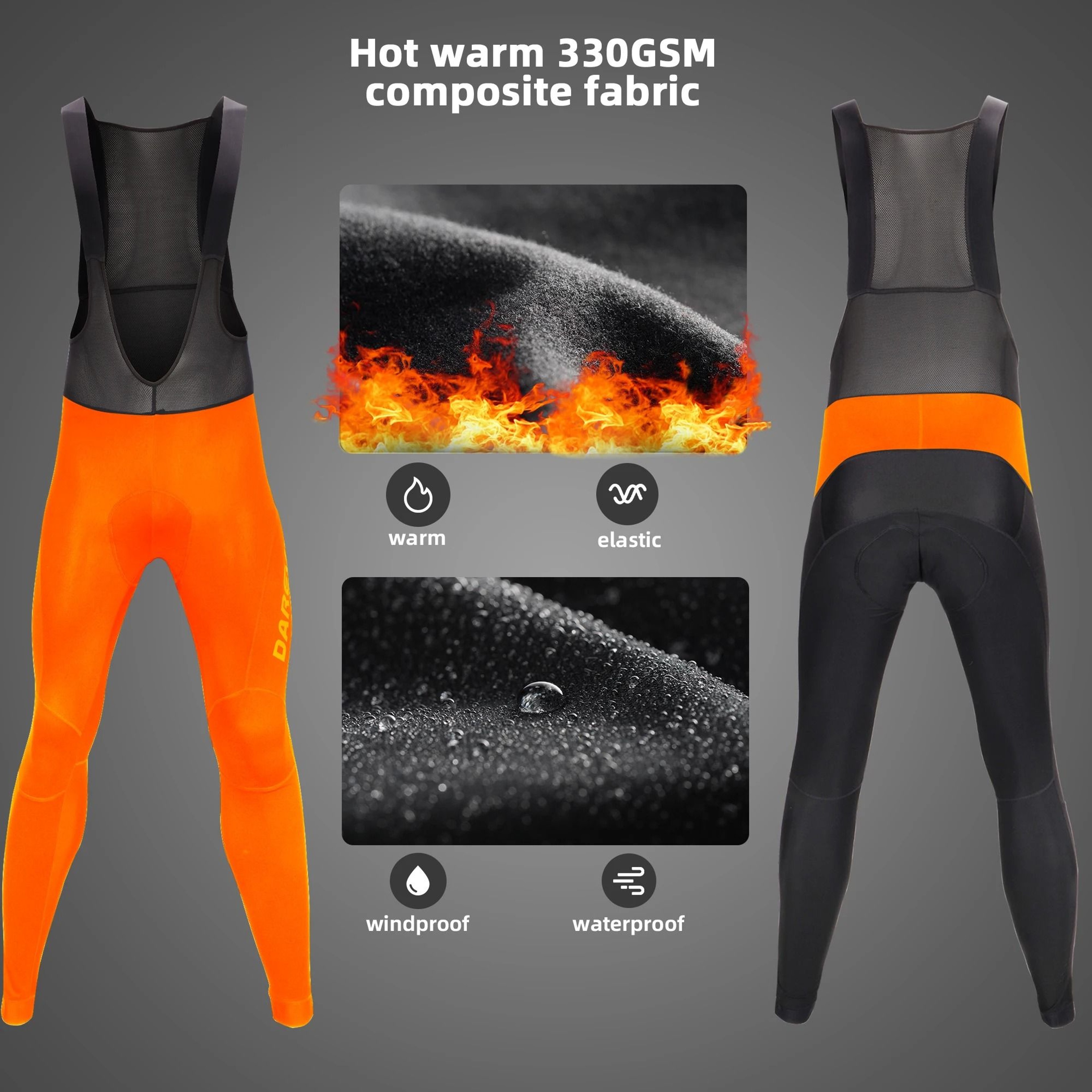 Winter Thermal Cycling Bib Tights With Waterproof Design 1
