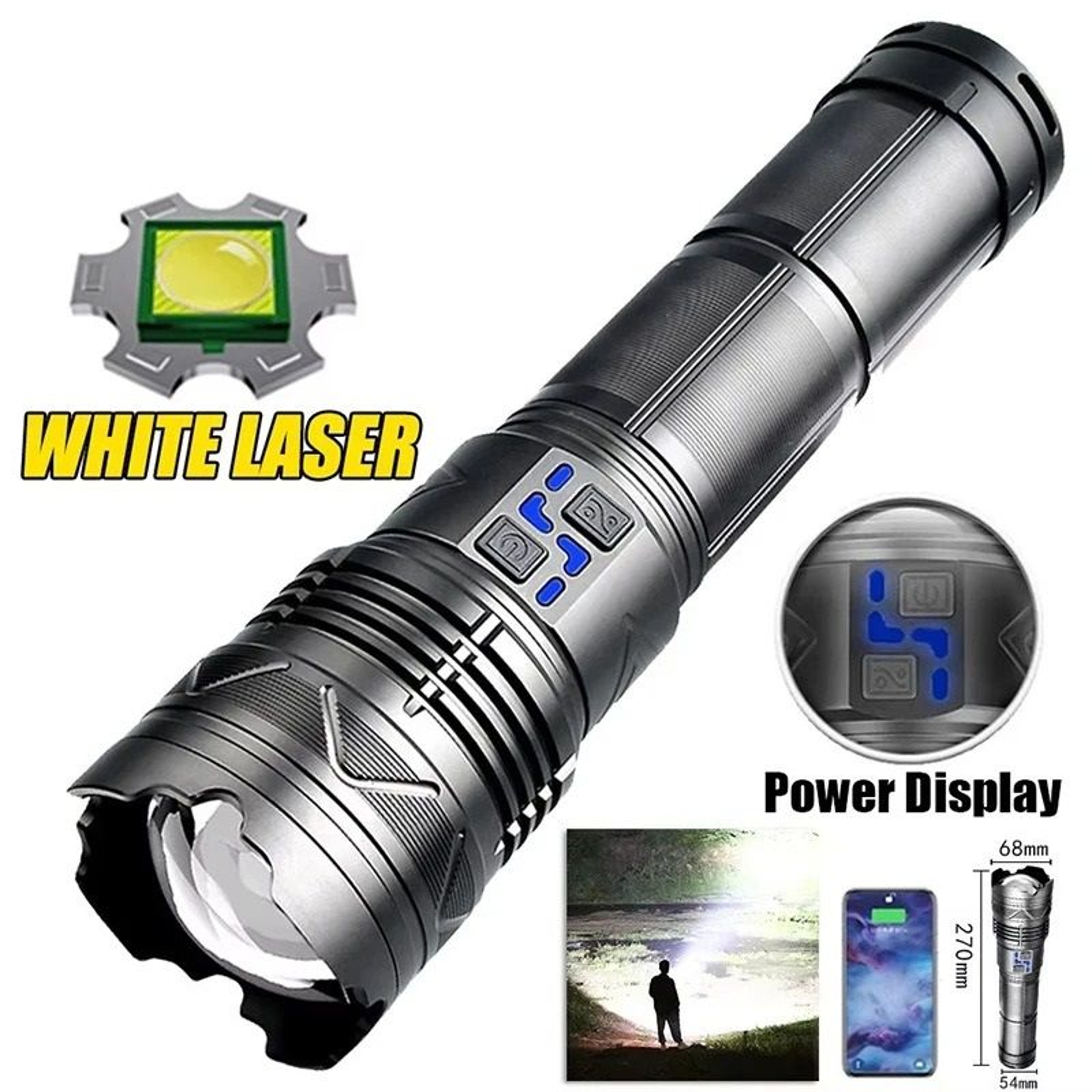 Ultra Powerful Long Range Tactical LED Flashlight With Type C Charging 0