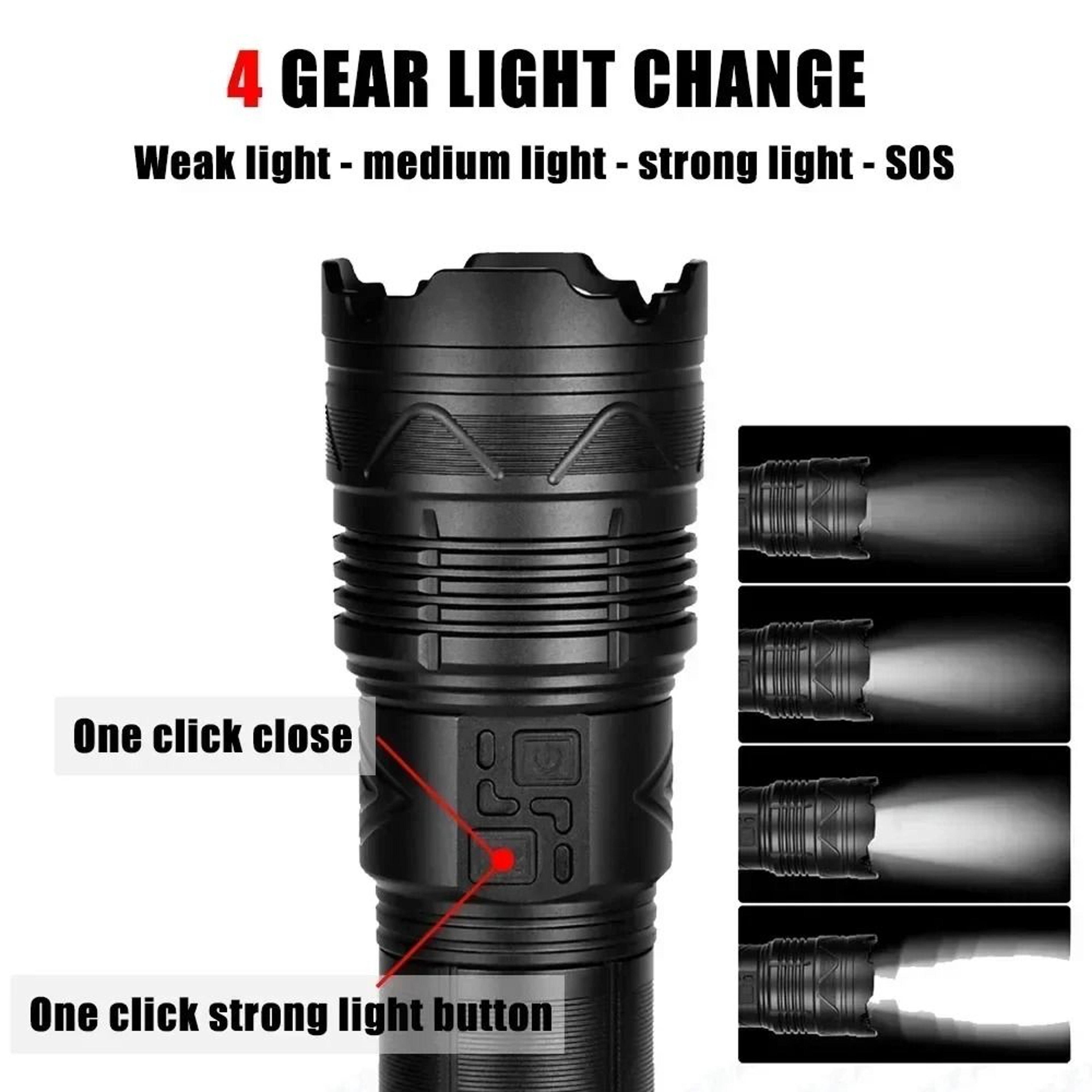 Ultra Powerful Long Range Tactical LED Flashlight With Type C Charging 1