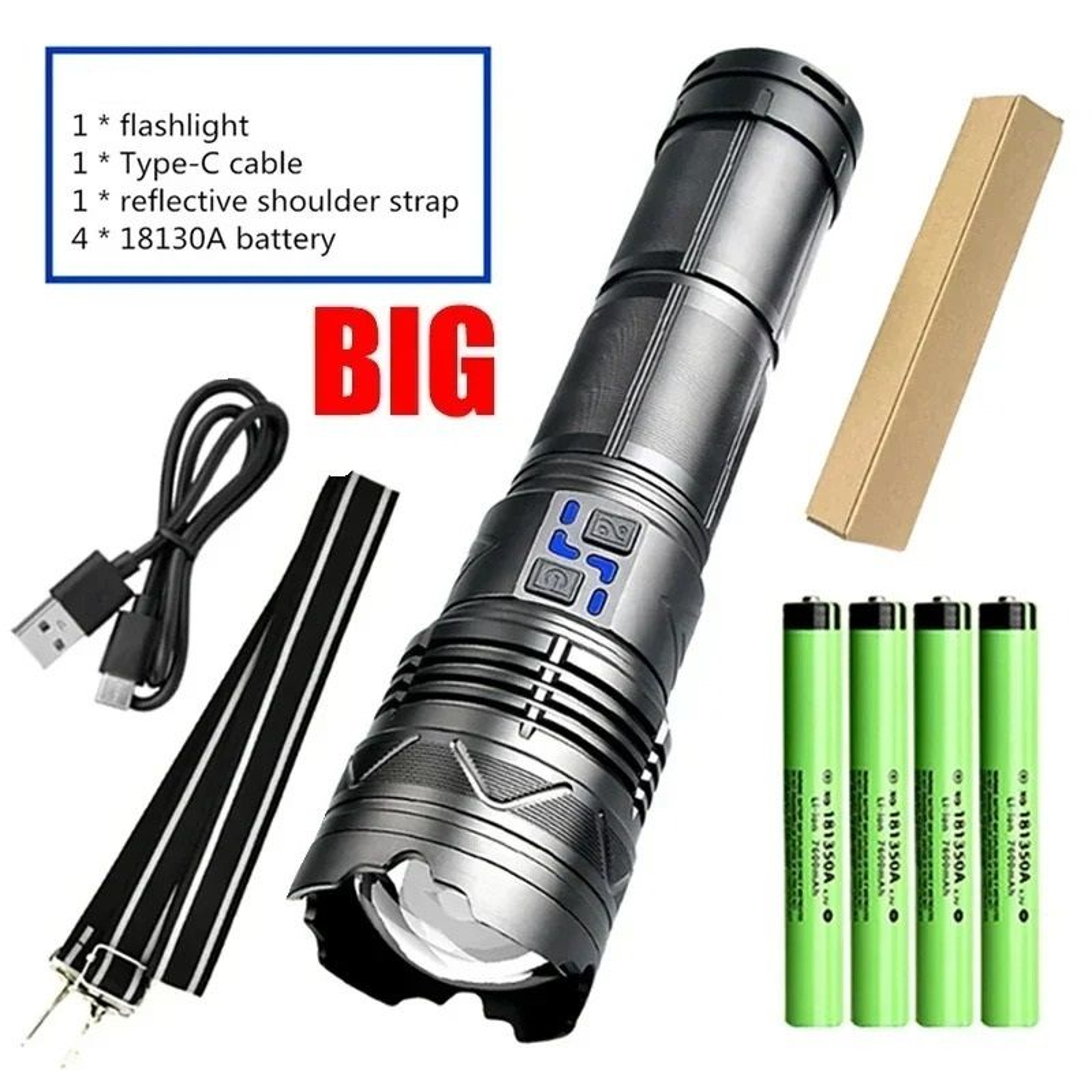 Ultra Powerful Long Range Tactical LED Flashlight With Type C Charging 7