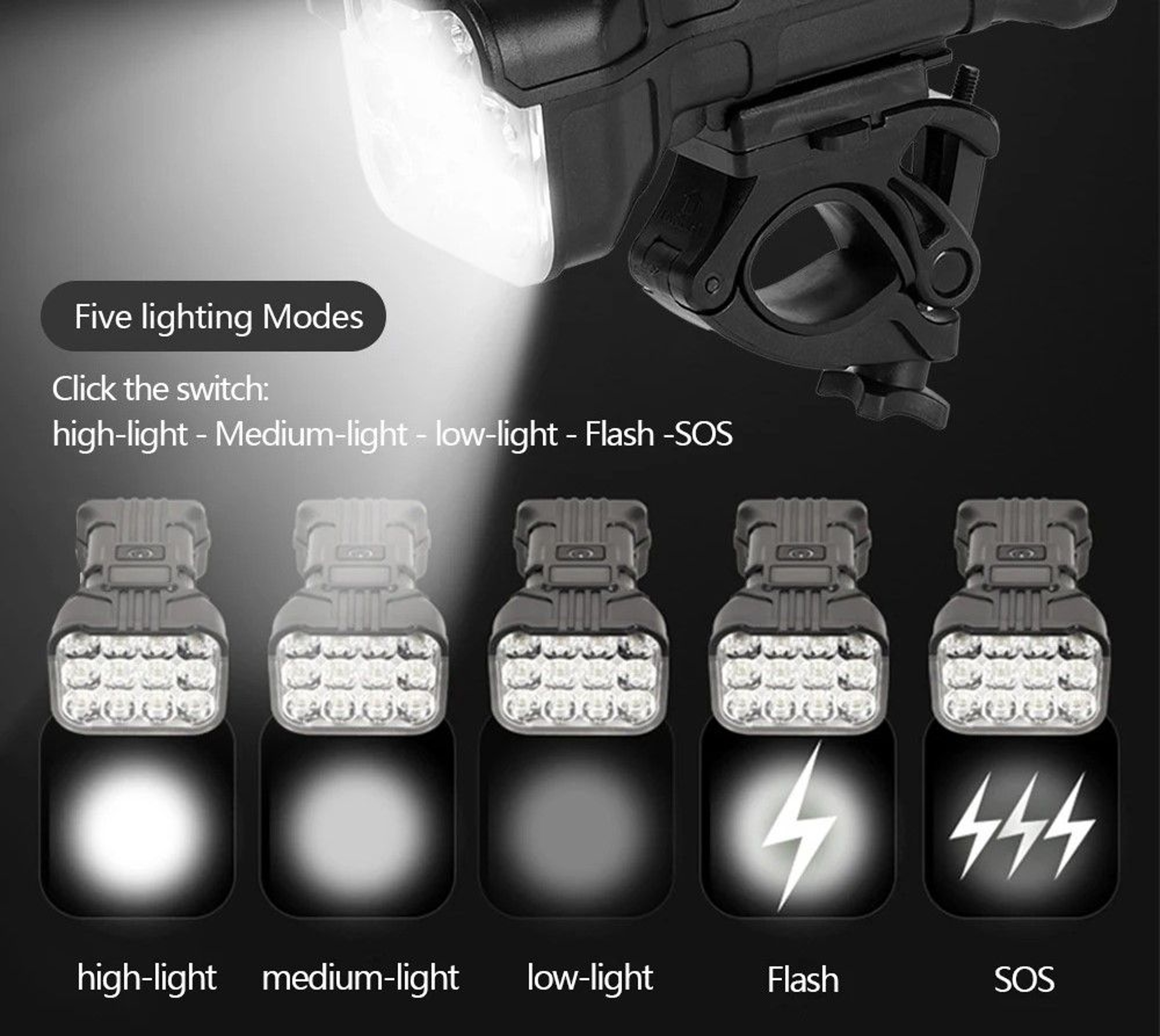 Rechargeable Bicycle Front LED Light With Horn For Night Riding 2