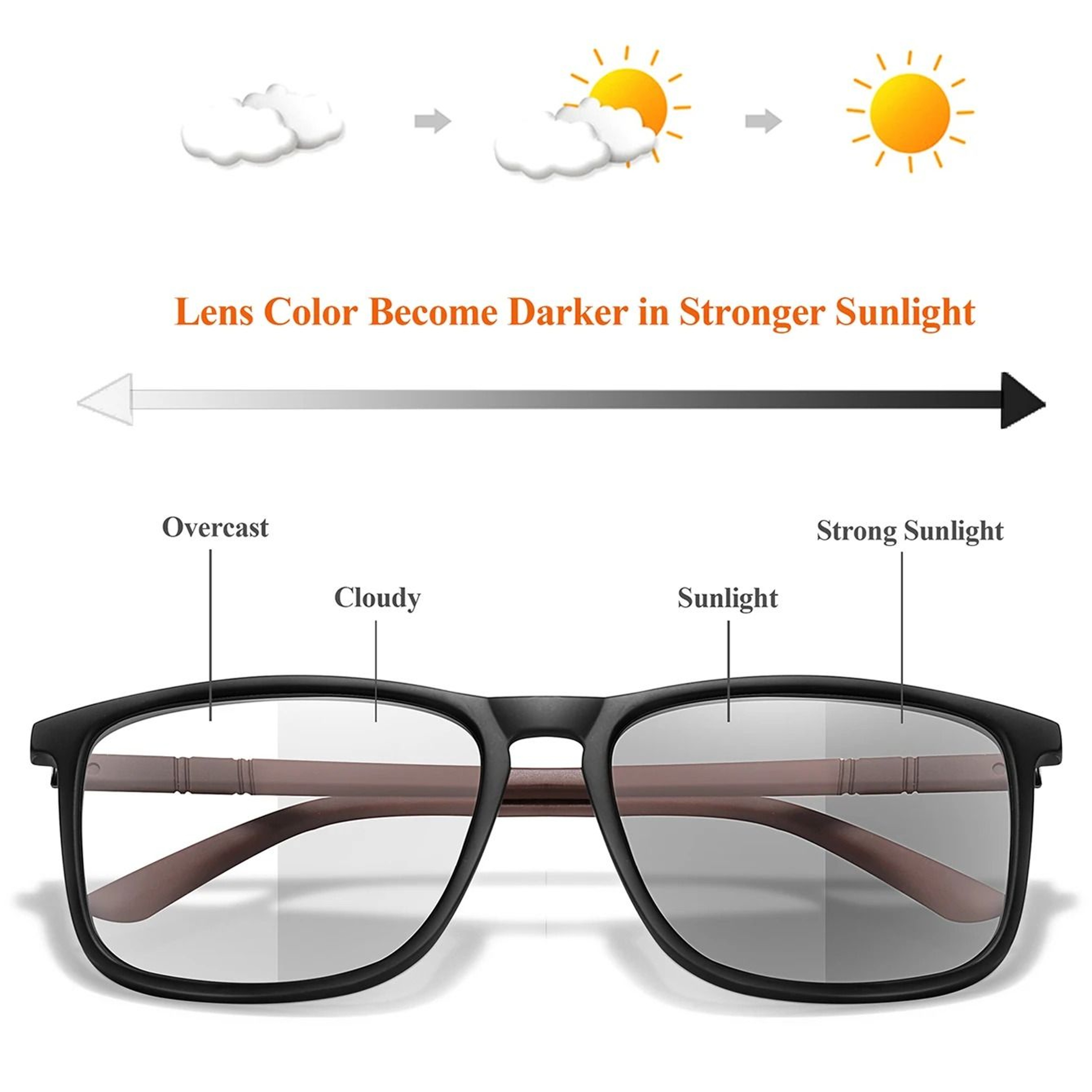 Photochromic Square Reading Glasses 1