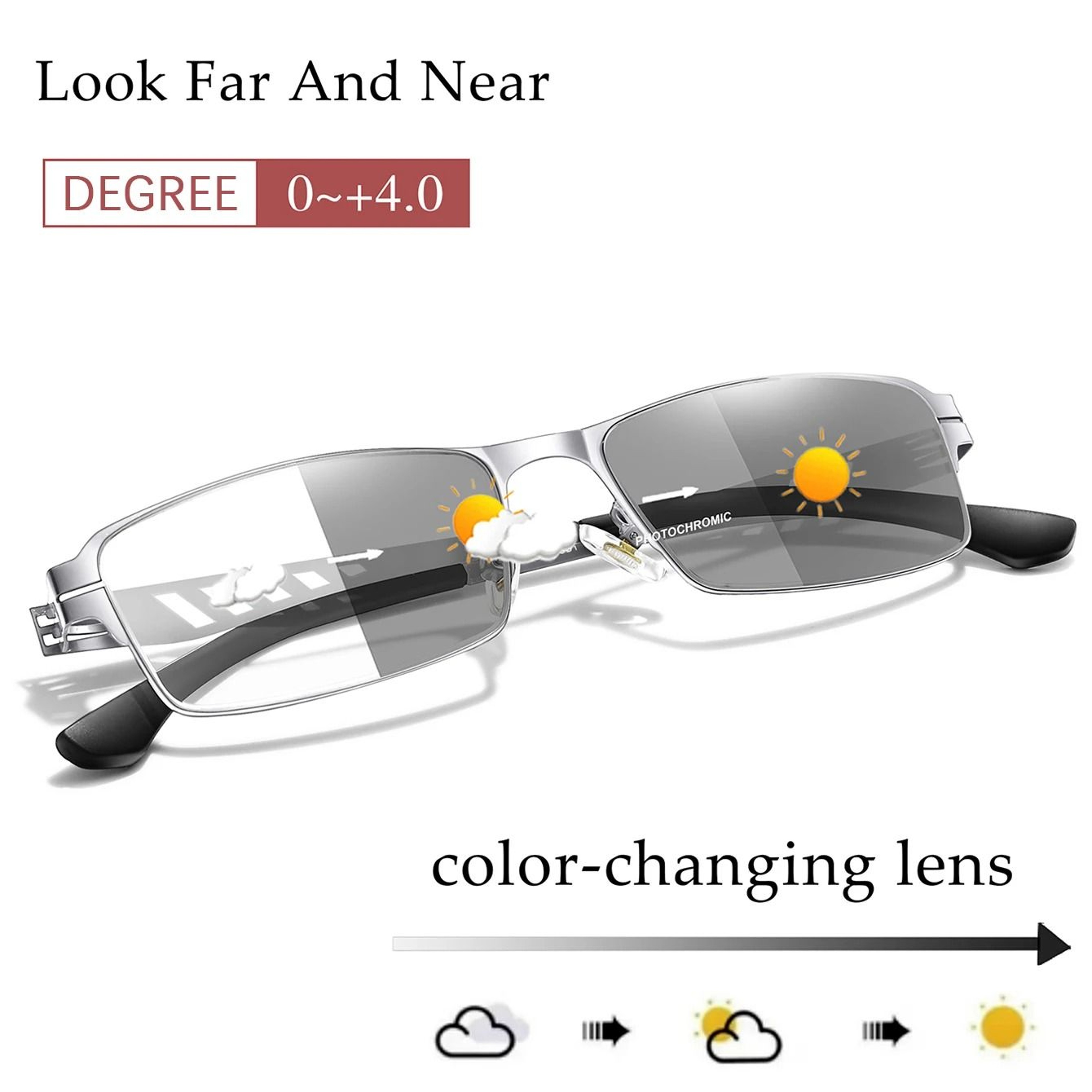 Metal Frame Photochromic Reading Glasses With Anti Blue Light Protection 4
