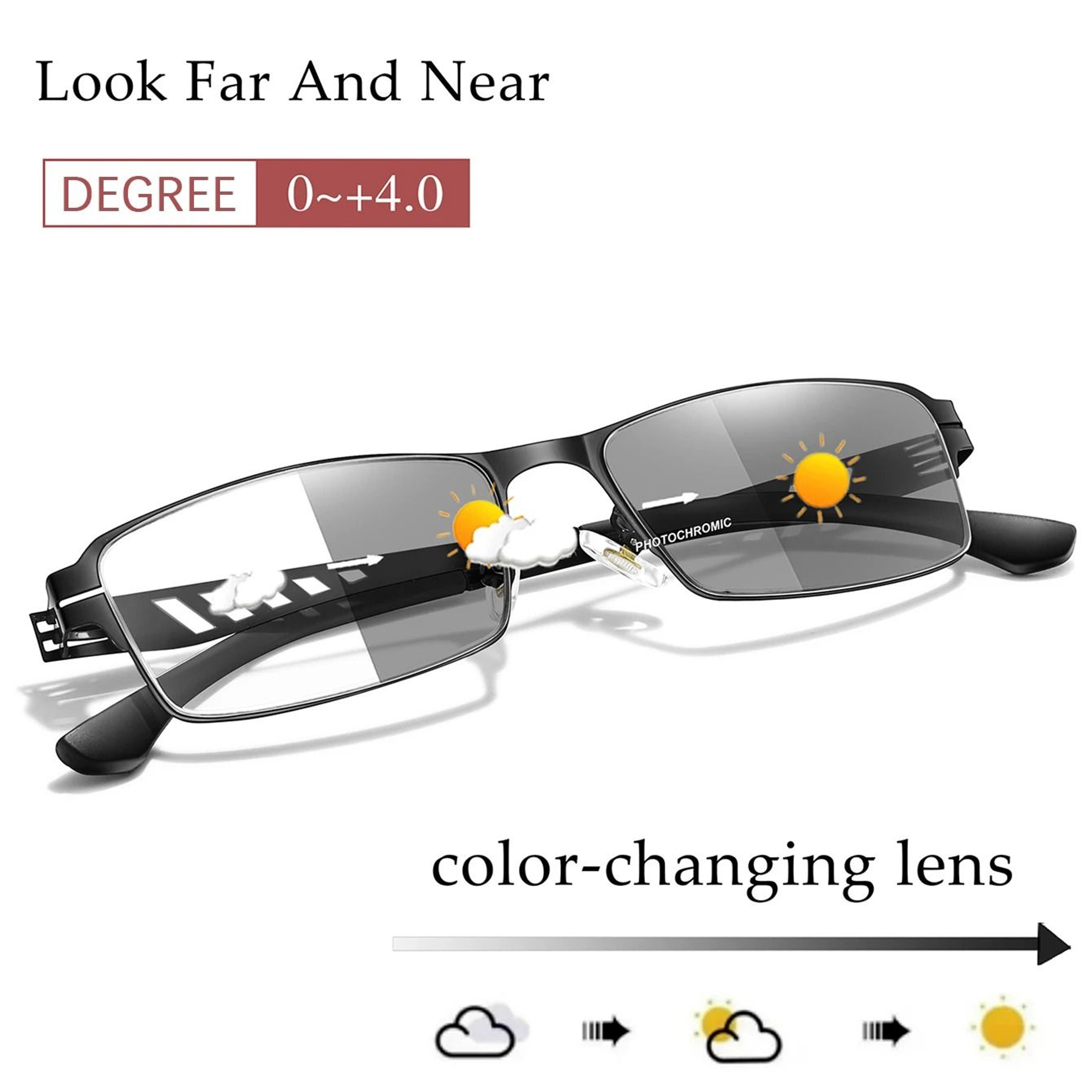 Metal Frame Photochromic Reading Glasses With Anti Blue Light Protection 5
