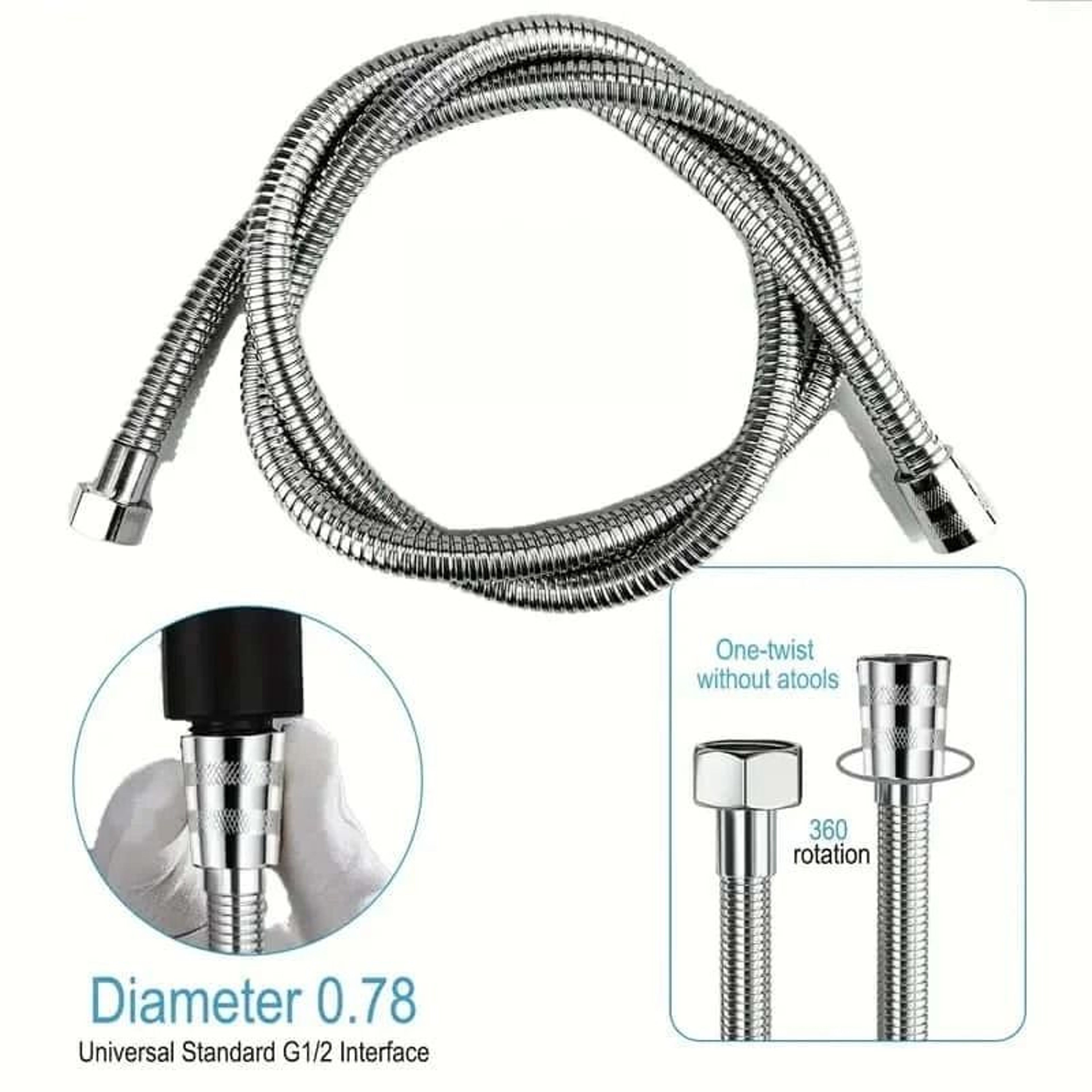 Stainless Steel Shower Hose With Anti Kink And High Pressure Resistance 4